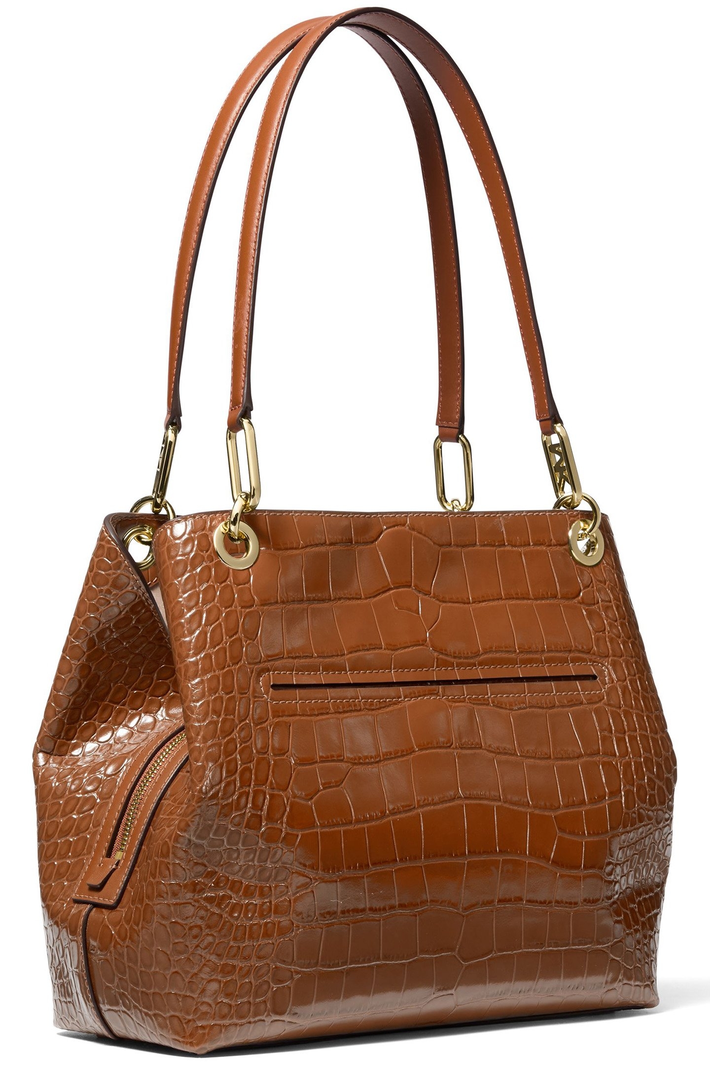 LEATHER SHOULDER TOTE BAG IN CHESTNUT 3