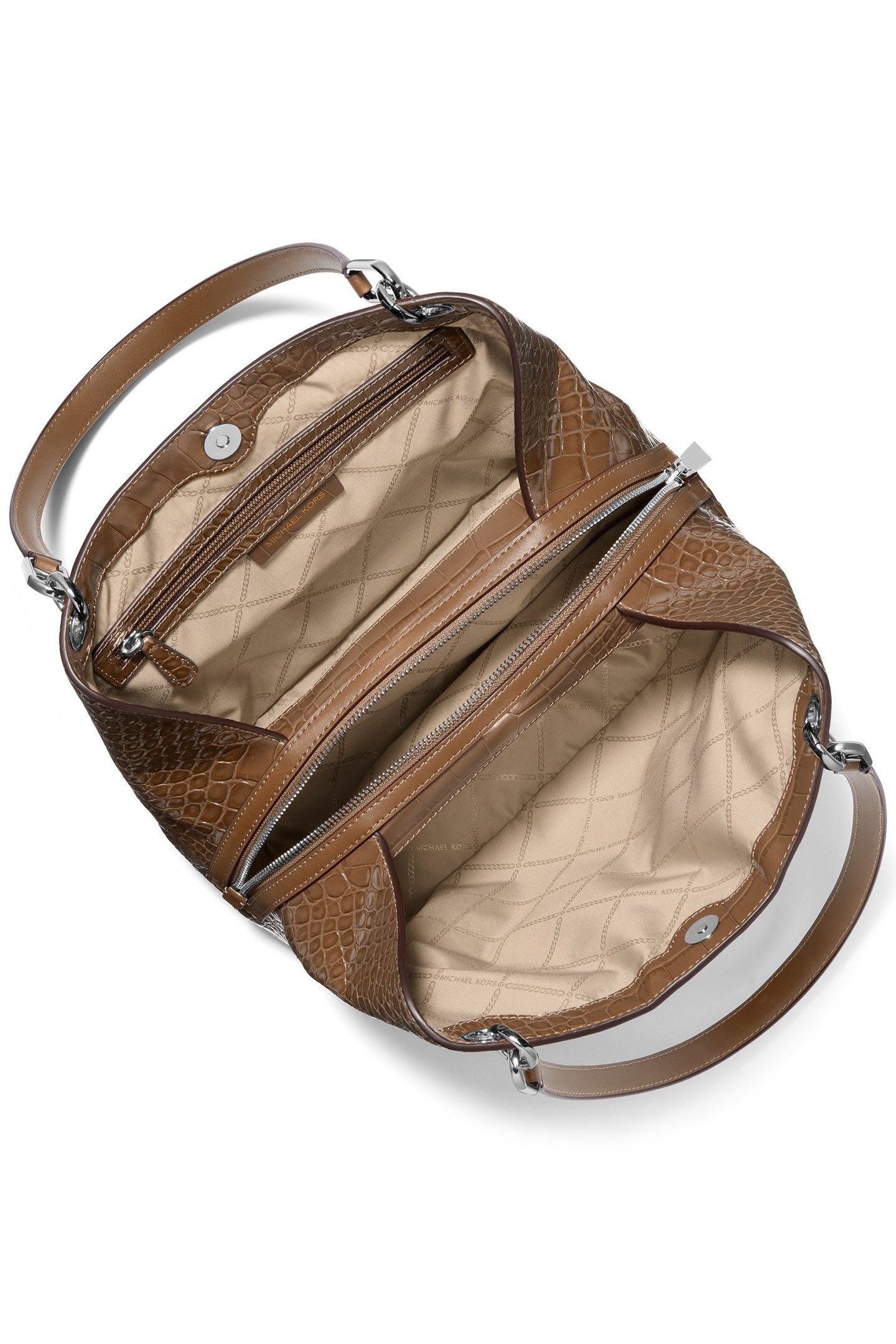 LEATHER SHOULDER TOTE BAG IN BEIGE 4