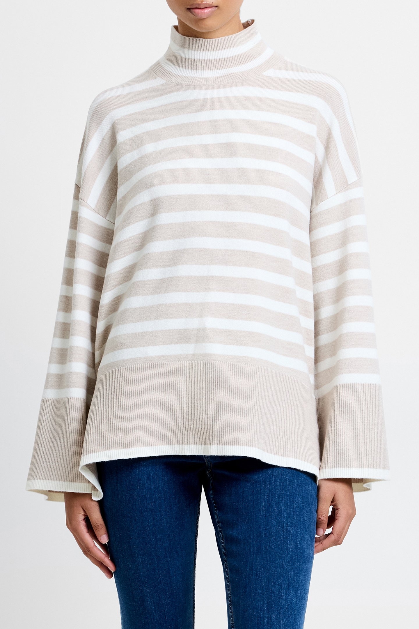 BABYSOFT HIGH NK SD SPLIT JMPR OATMEAL MEL/WINT WHT 1