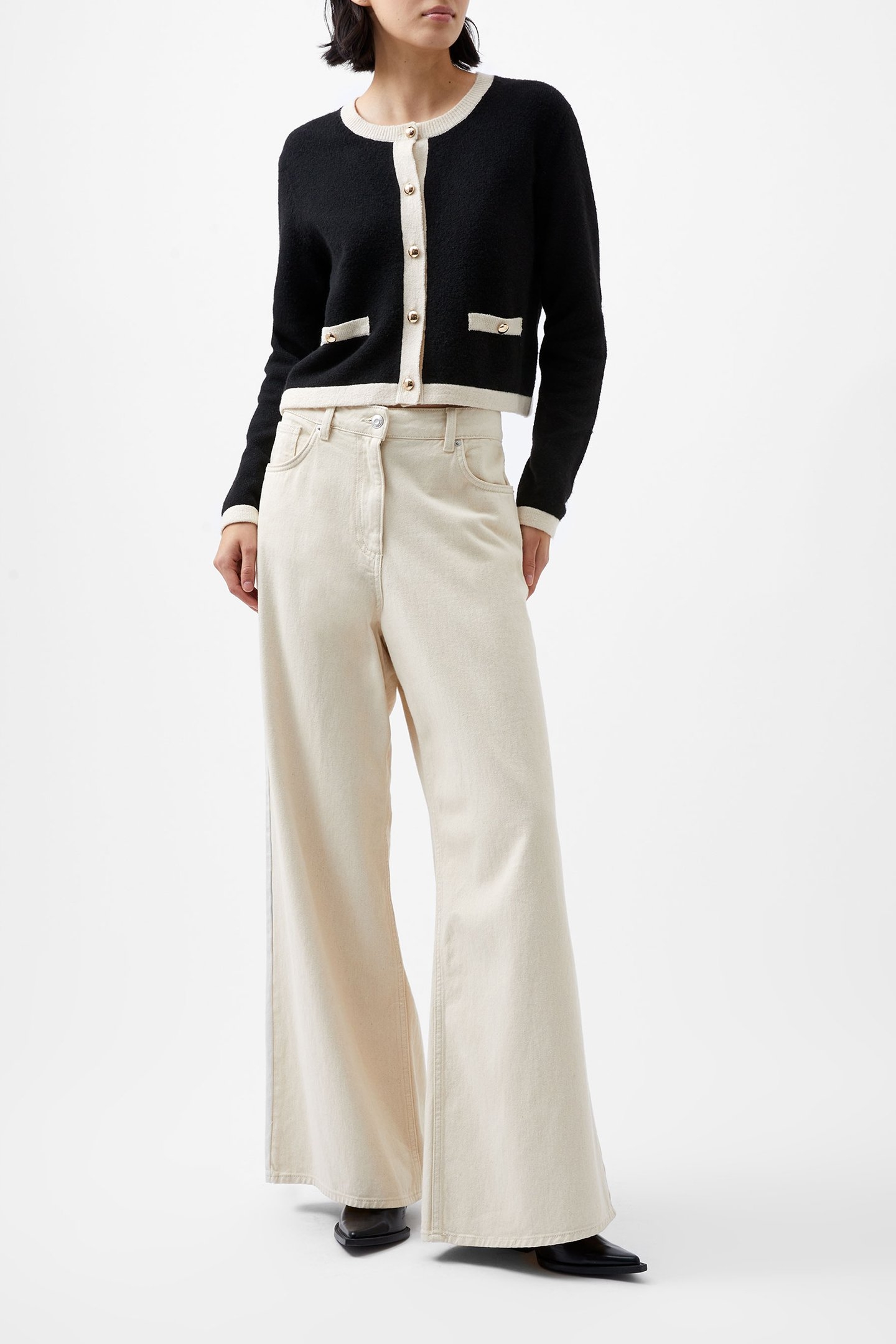 BABYSOFT CONTRAST CARDIGAN BLACK/CLASSIC CREAM 1