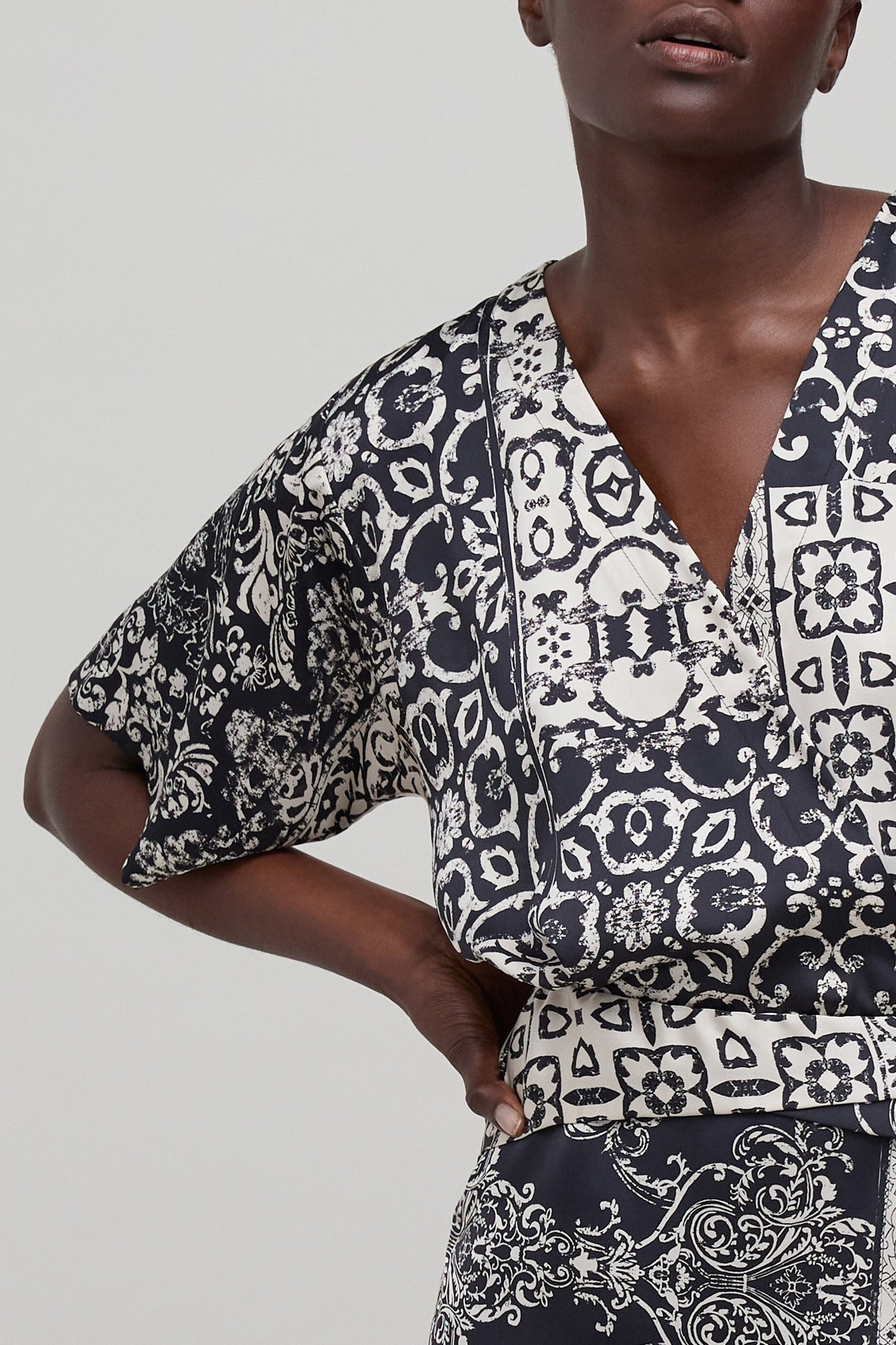 BLACK PATCHWORK SCARF DRESS BLACK 6