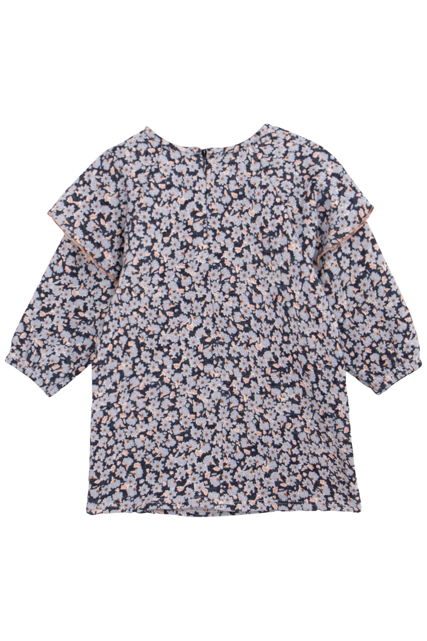 BABY GIRL'S BLUE ORGANIC COTTON DRESS WITH LAVENDER PRINT 2