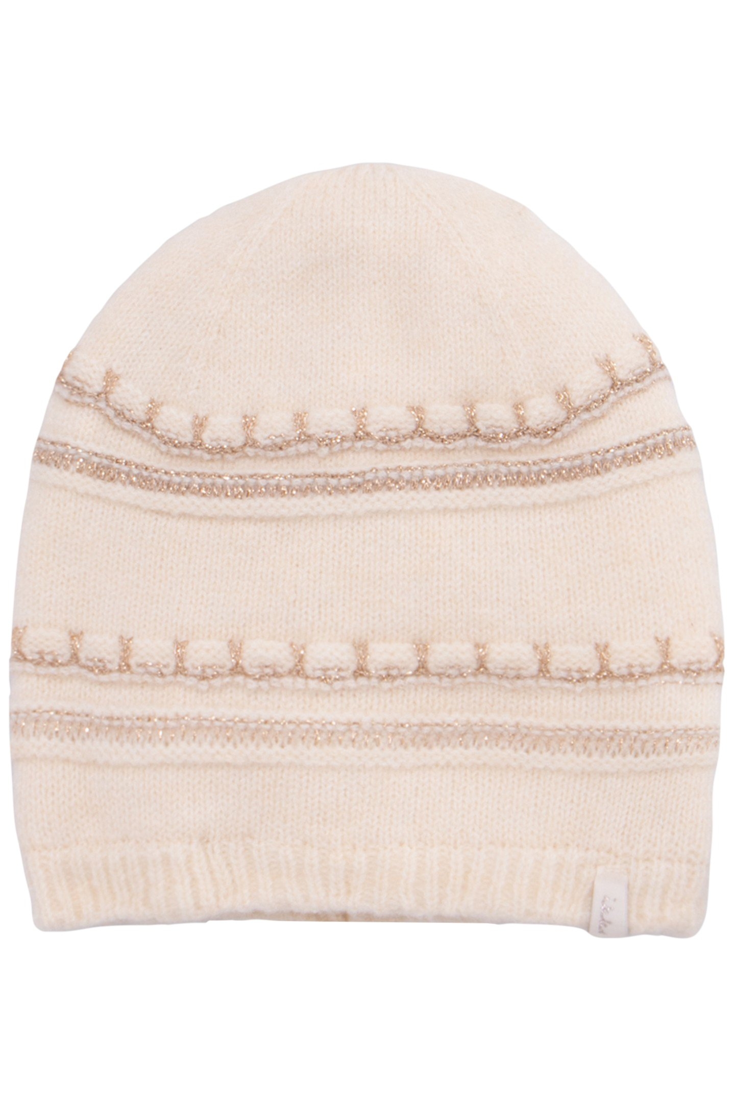 ECRU LUREX STRIPED KNITTED HAT BABY GIRL 1