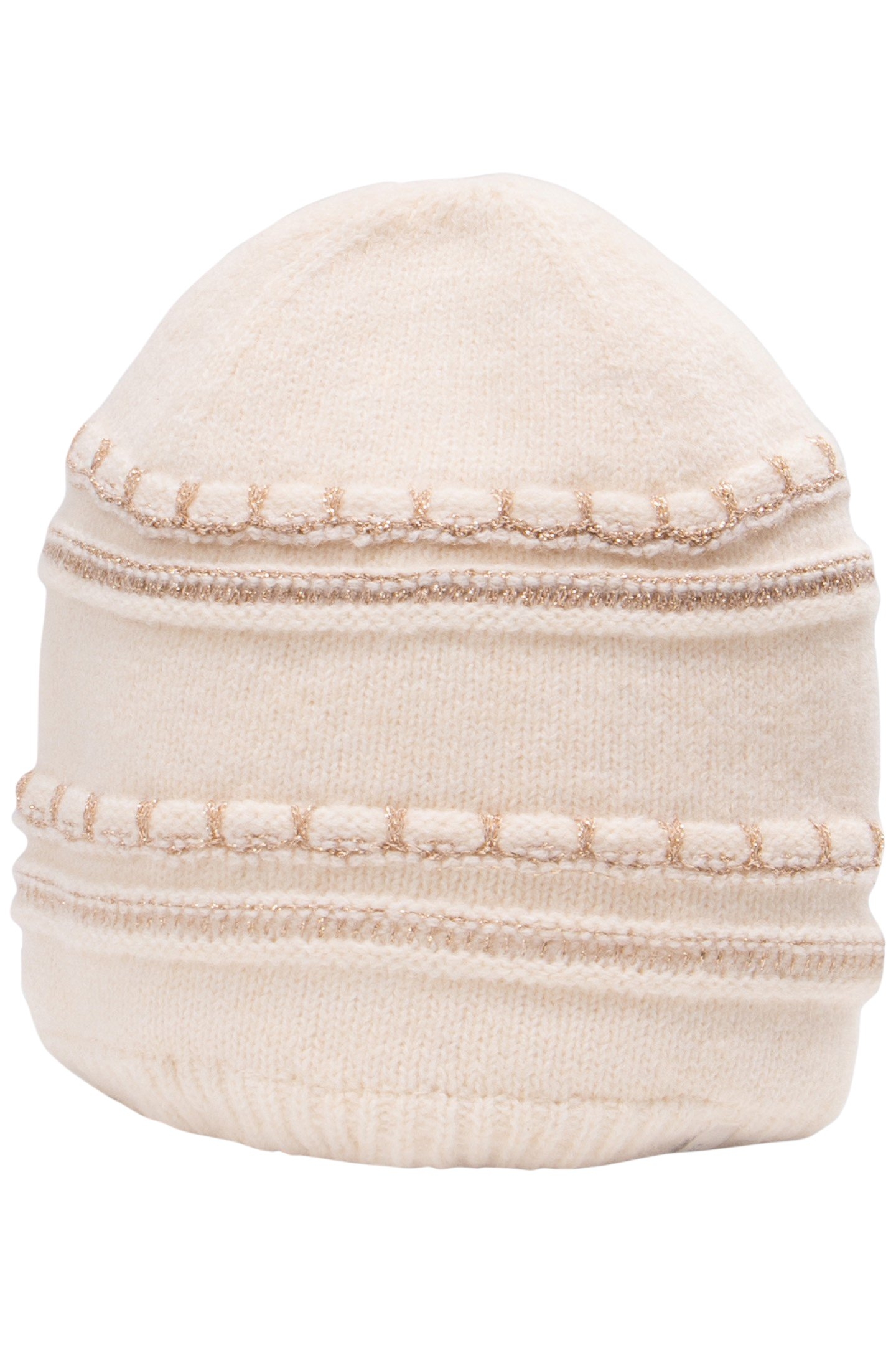 ECRU LUREX STRIPED KNITTED HAT BABY GIRL 3