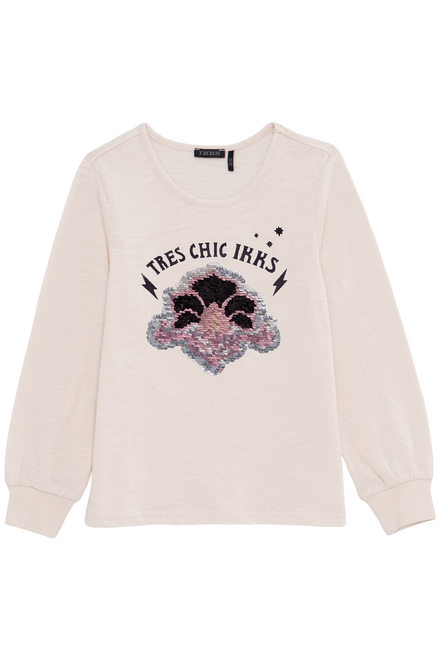 GIRL'S ECRU T-SHIRT WITH REVERSIBLE SEQUIN ART DECO IMAGE 1