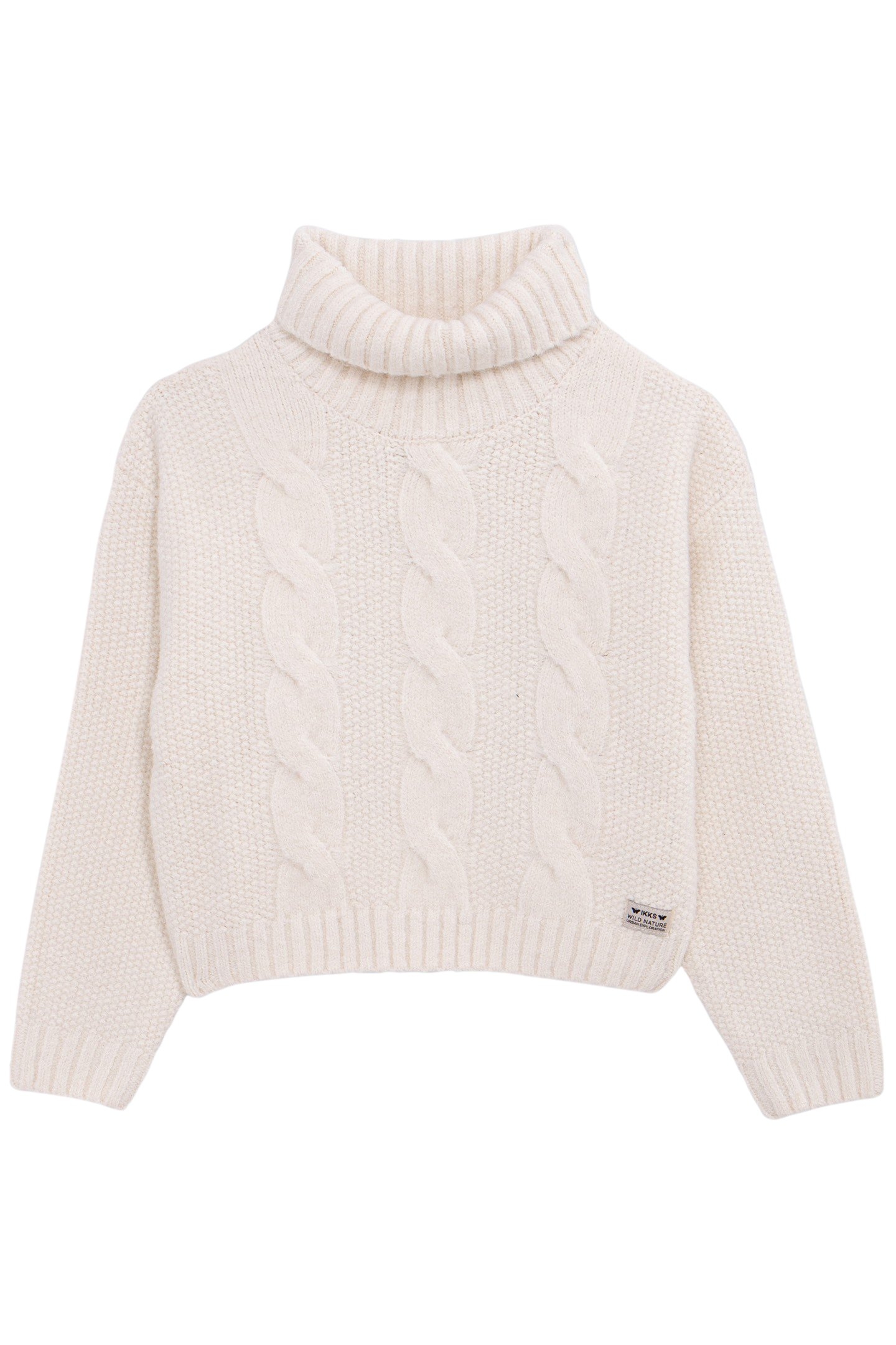 GIRL'S ECRU TURTLENECK KNIT SWEATER 1