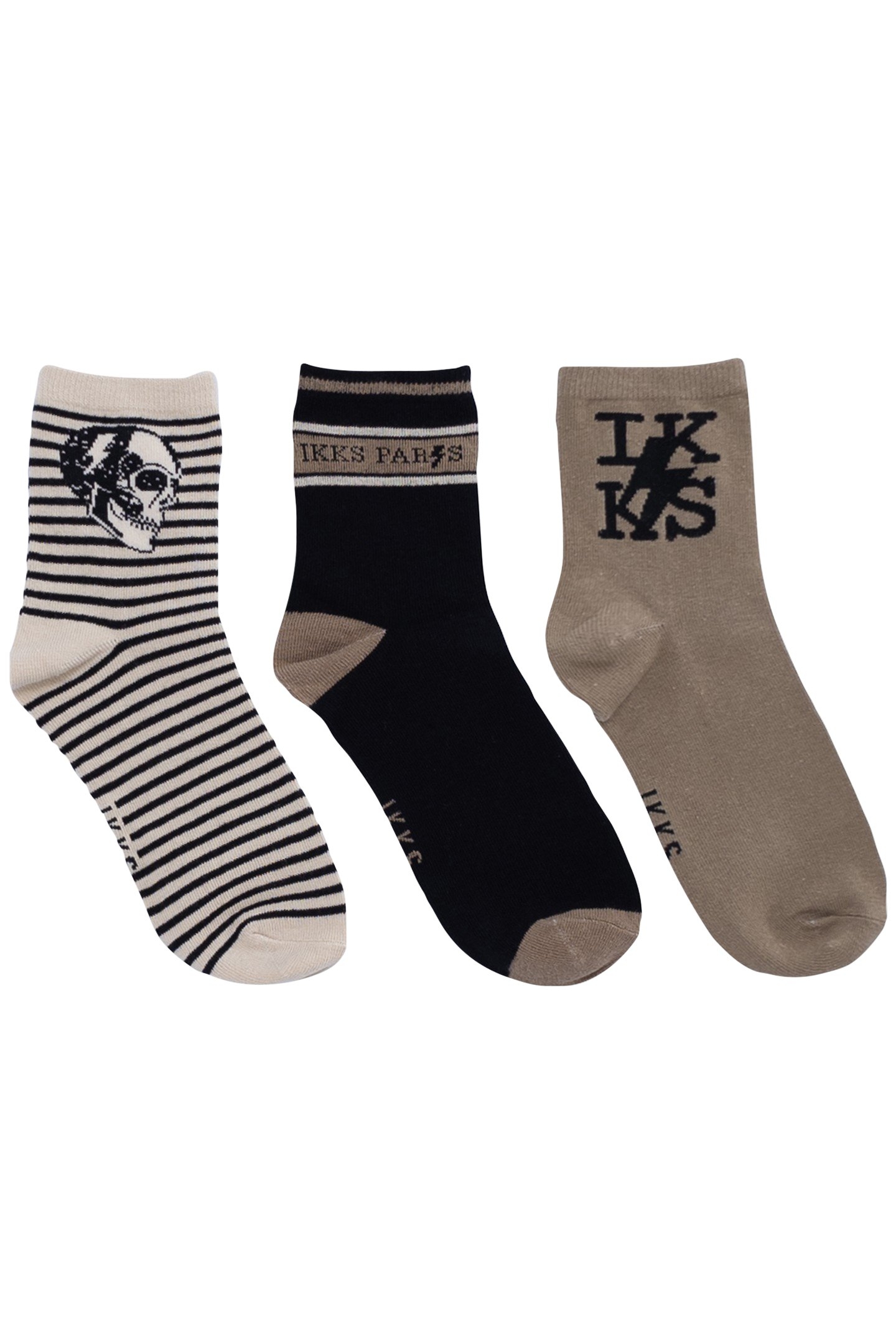 BOYS' BLACK, CAMEL AND ECRU SOCKS 2