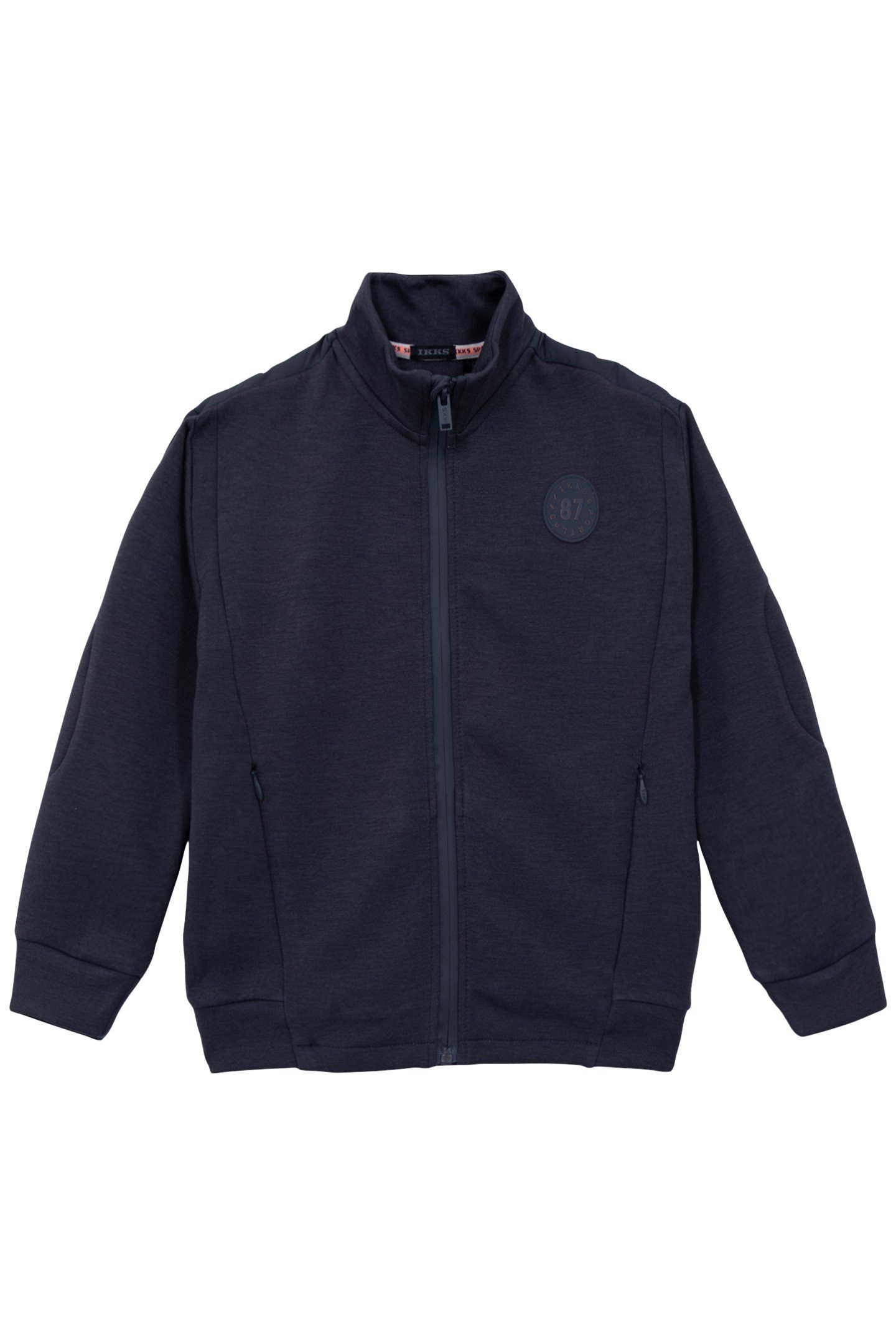 BOY'S GREY MIXED-FABRIC CARDIGAN WITH NYLON QUILTED BACK 1