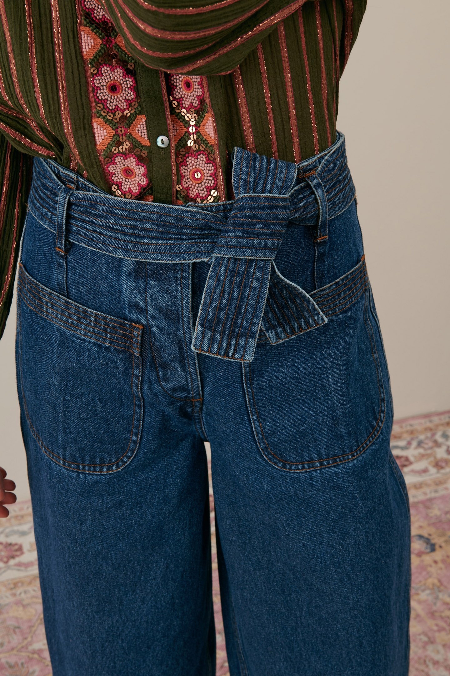 BLOUSE JEANNIA KHAKI COPPER STRIPES 5