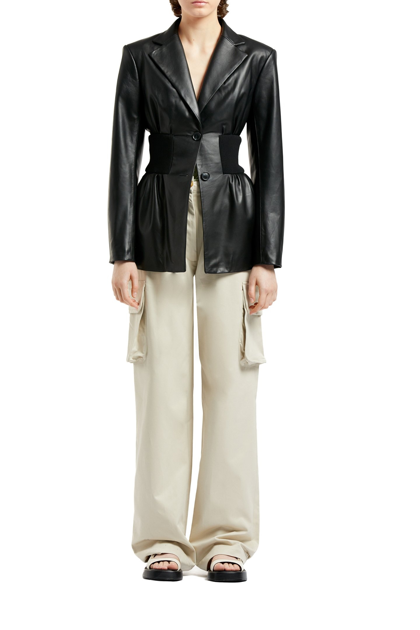 RIB LEATHER JACKET BLACK 3