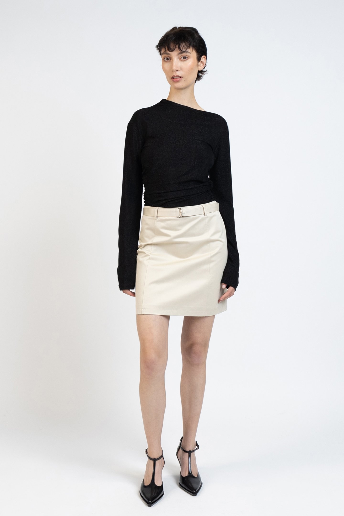 GABARDINE MINI SKIRT BEIGE 2