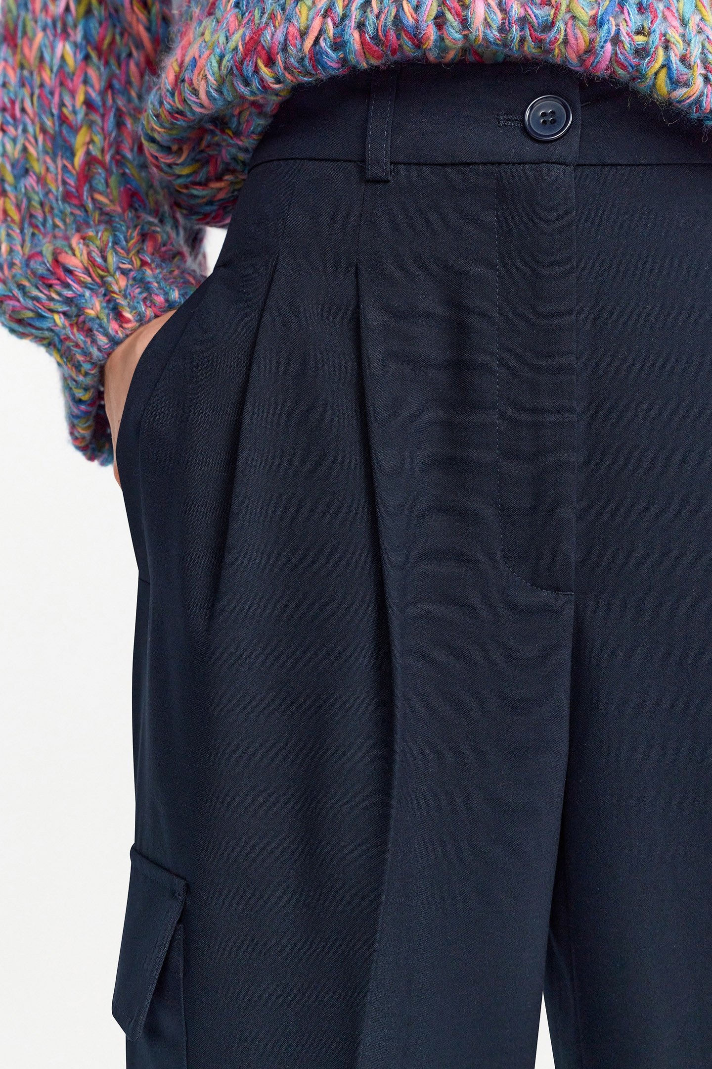 CARGO PANTS WITH PLEAT MIDNIGHT BLUE 5