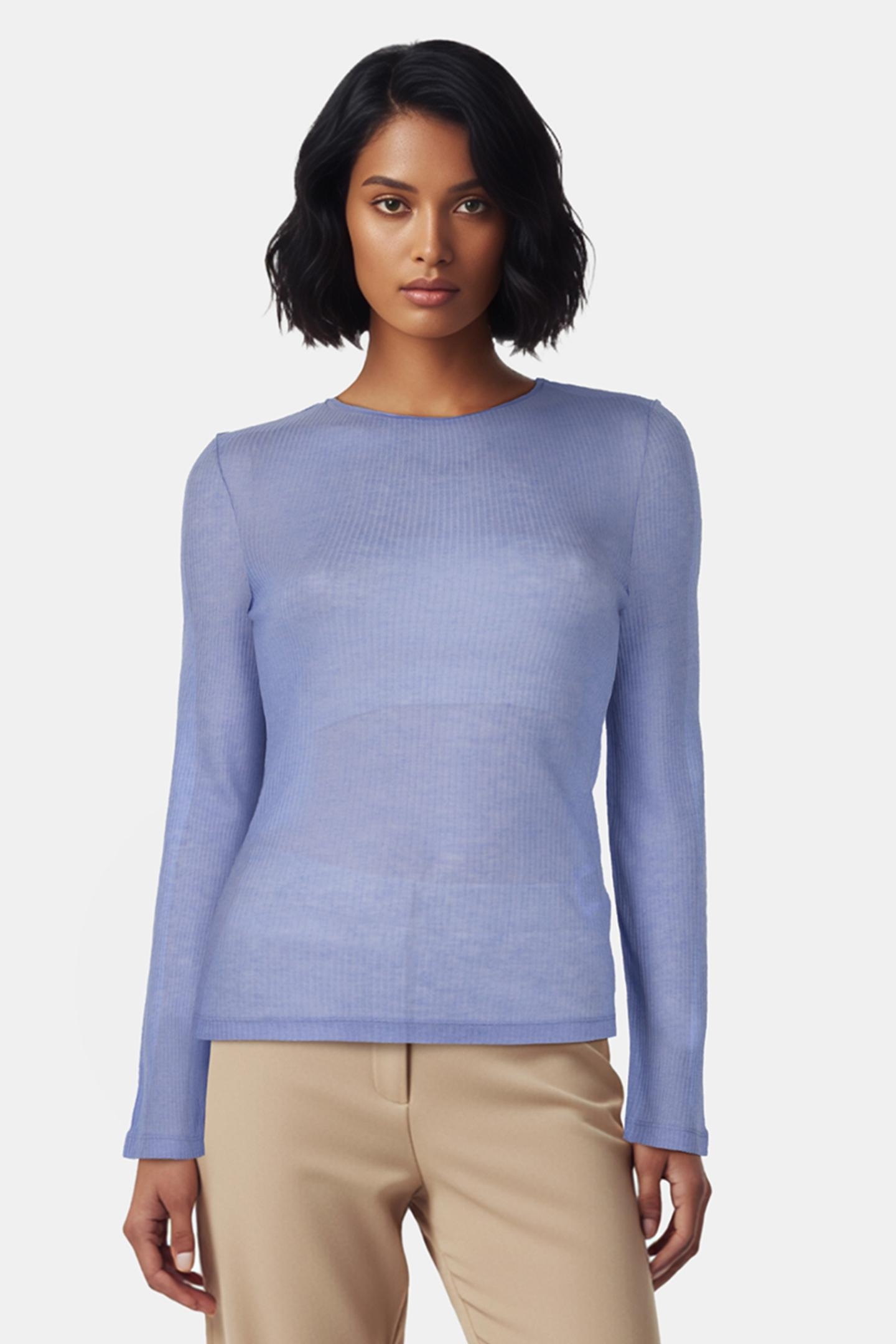 TENCEL WOOL RIB LONGSLEEVE FROSTY LAVENDER 2