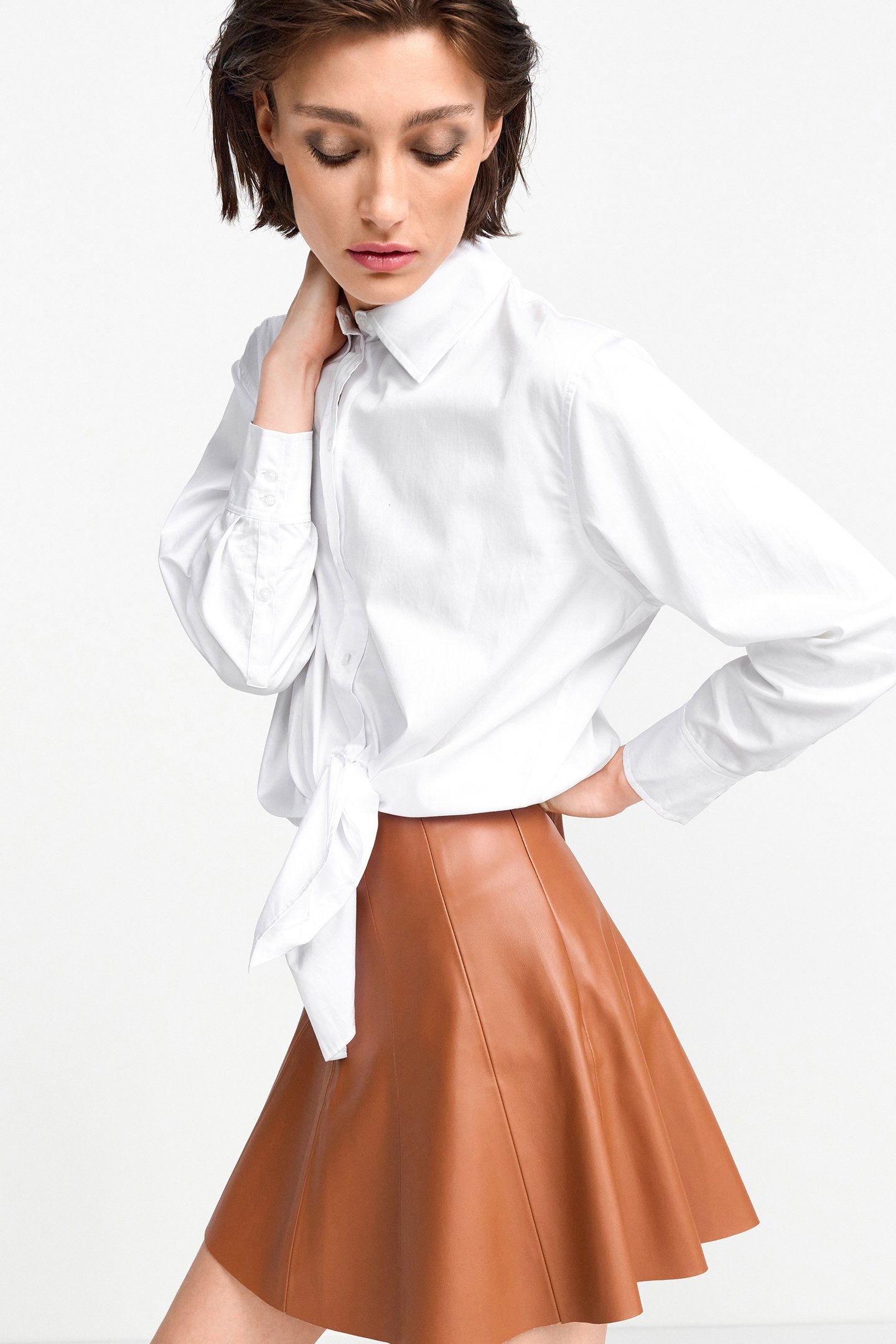 FAKE LEATHER SKIRT CARAMEL SPICE 4