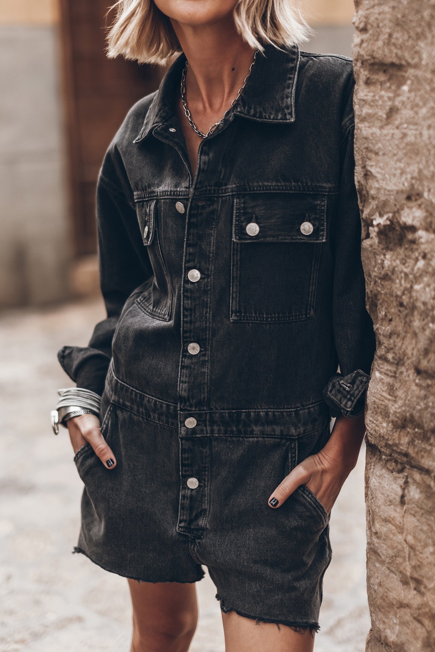 THE BLACK SHORT DENIM JUMPSUIT 4