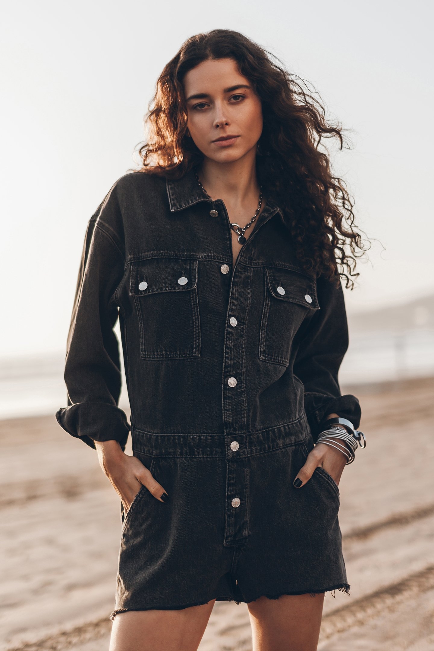 THE BLACK SHORT DENIM JUMPSUIT 1