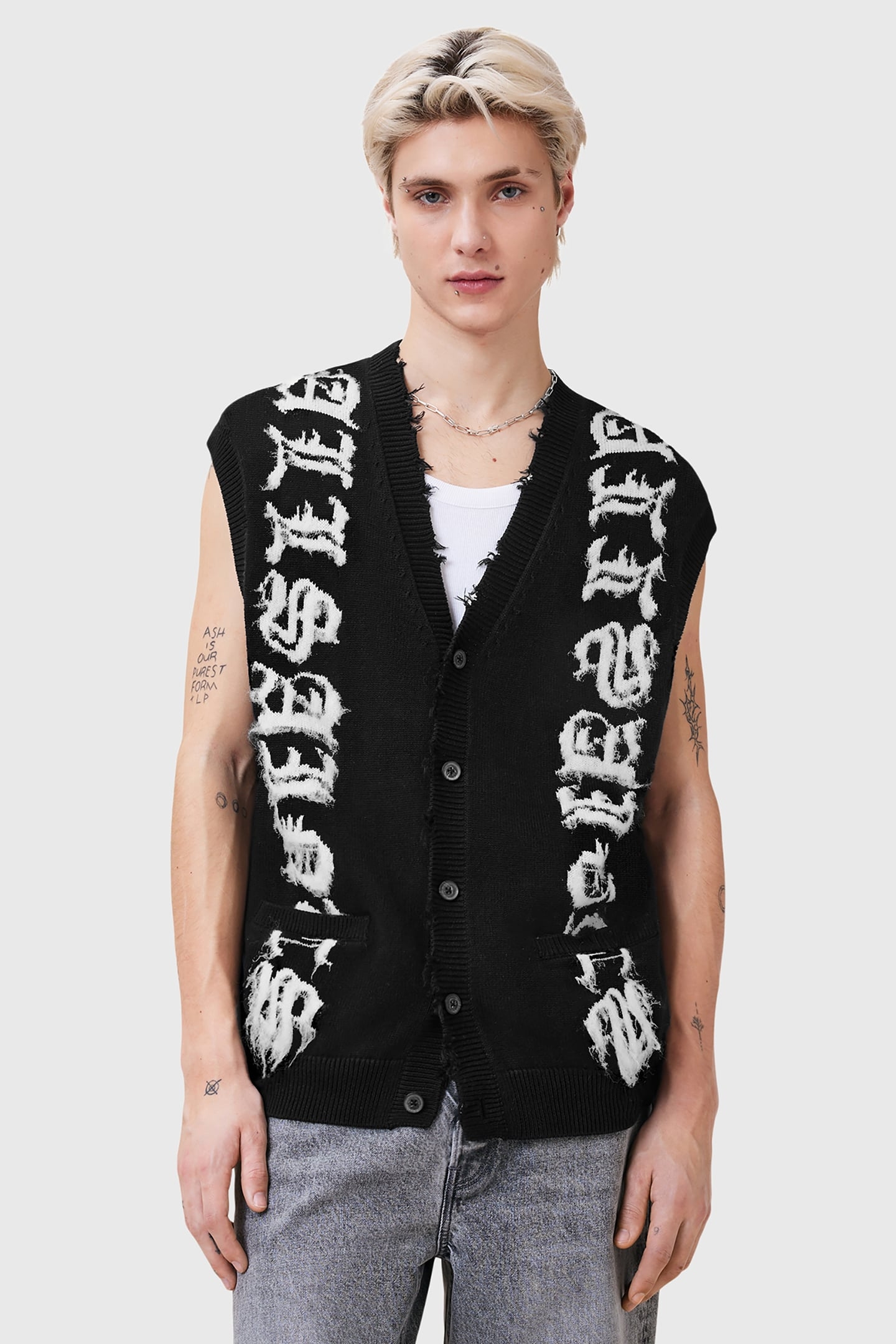 SCRIPTURE TANK BLACK/ECRU WHITE 1