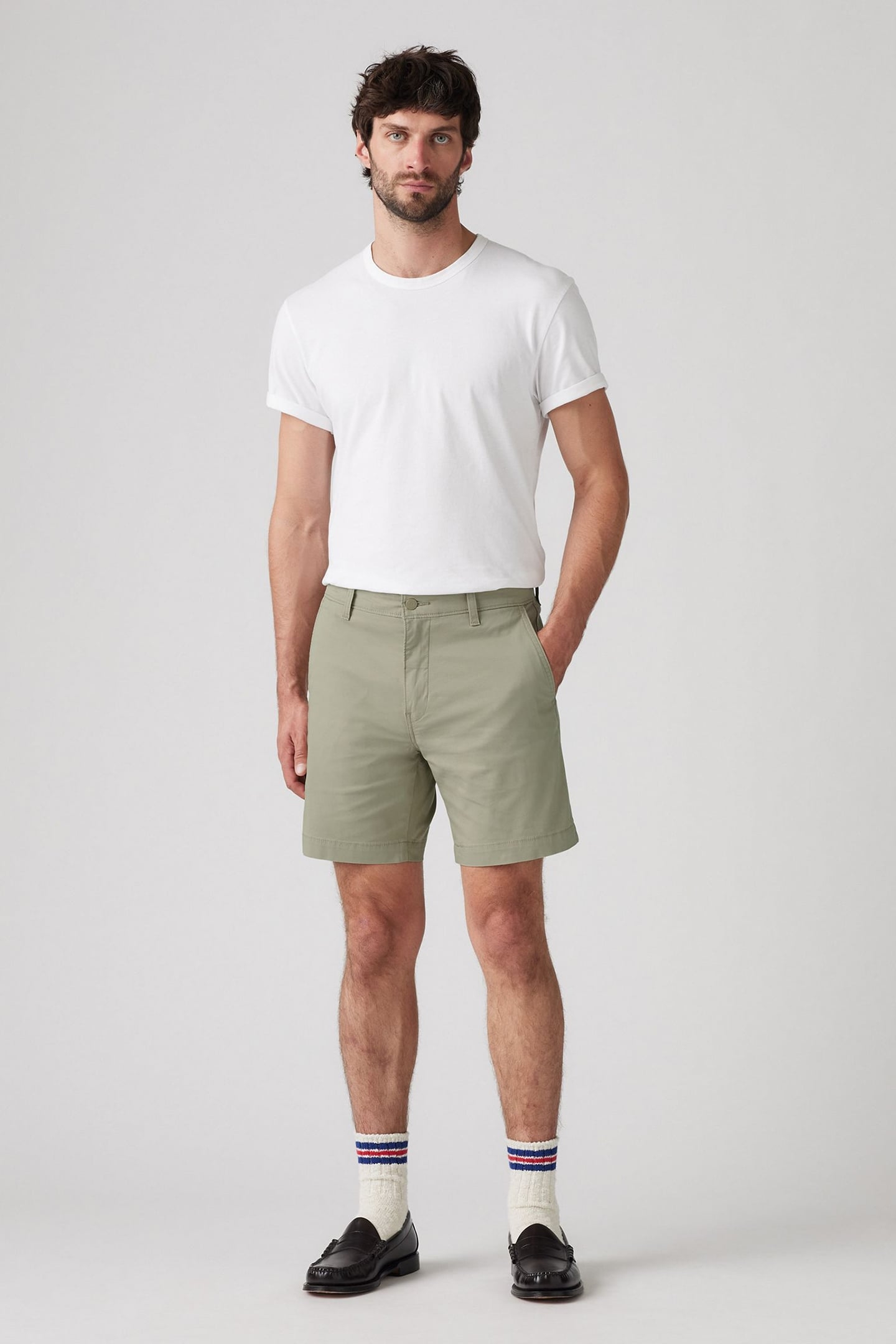 CHINO STANDARD COTTON LINEN SHORTS NEUTRAL 1