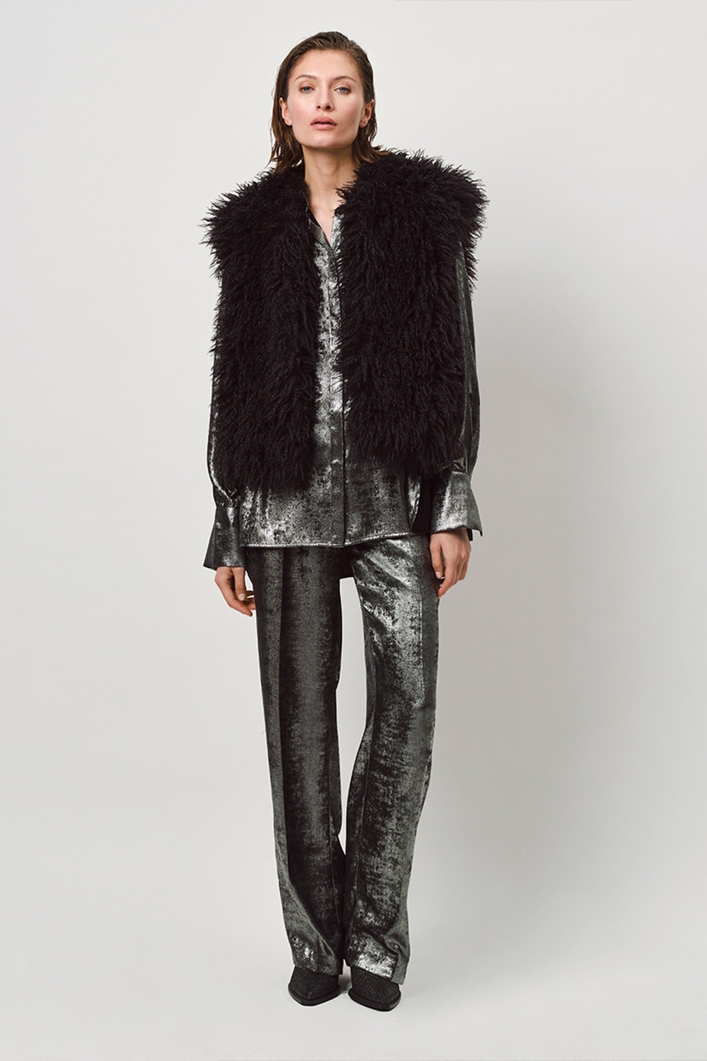 CATHIN METALLIC LONG SHIRT GUN METAL 6