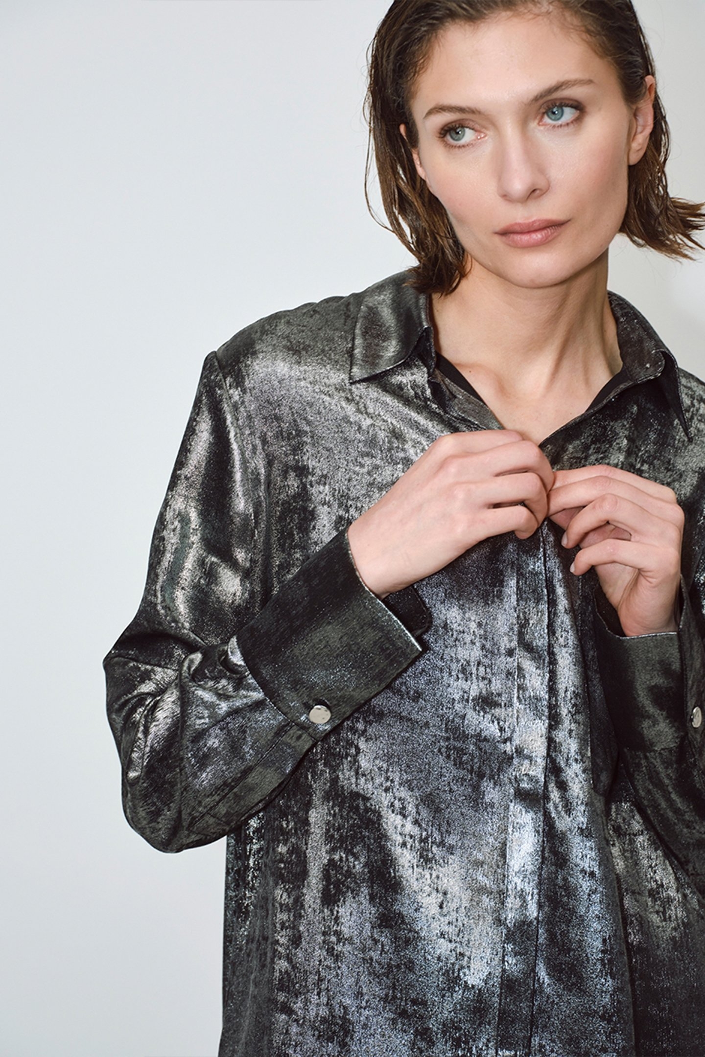 CATHIN METALLIC LONG SHIRT GUN METAL 5