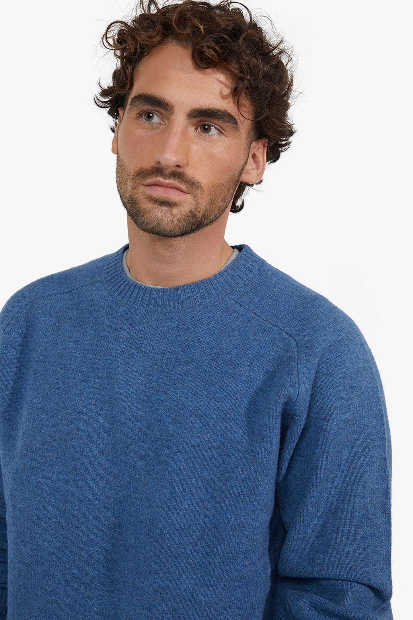 LAMBSWOOL CREW NECK SWEATER WORKER BLUE 4