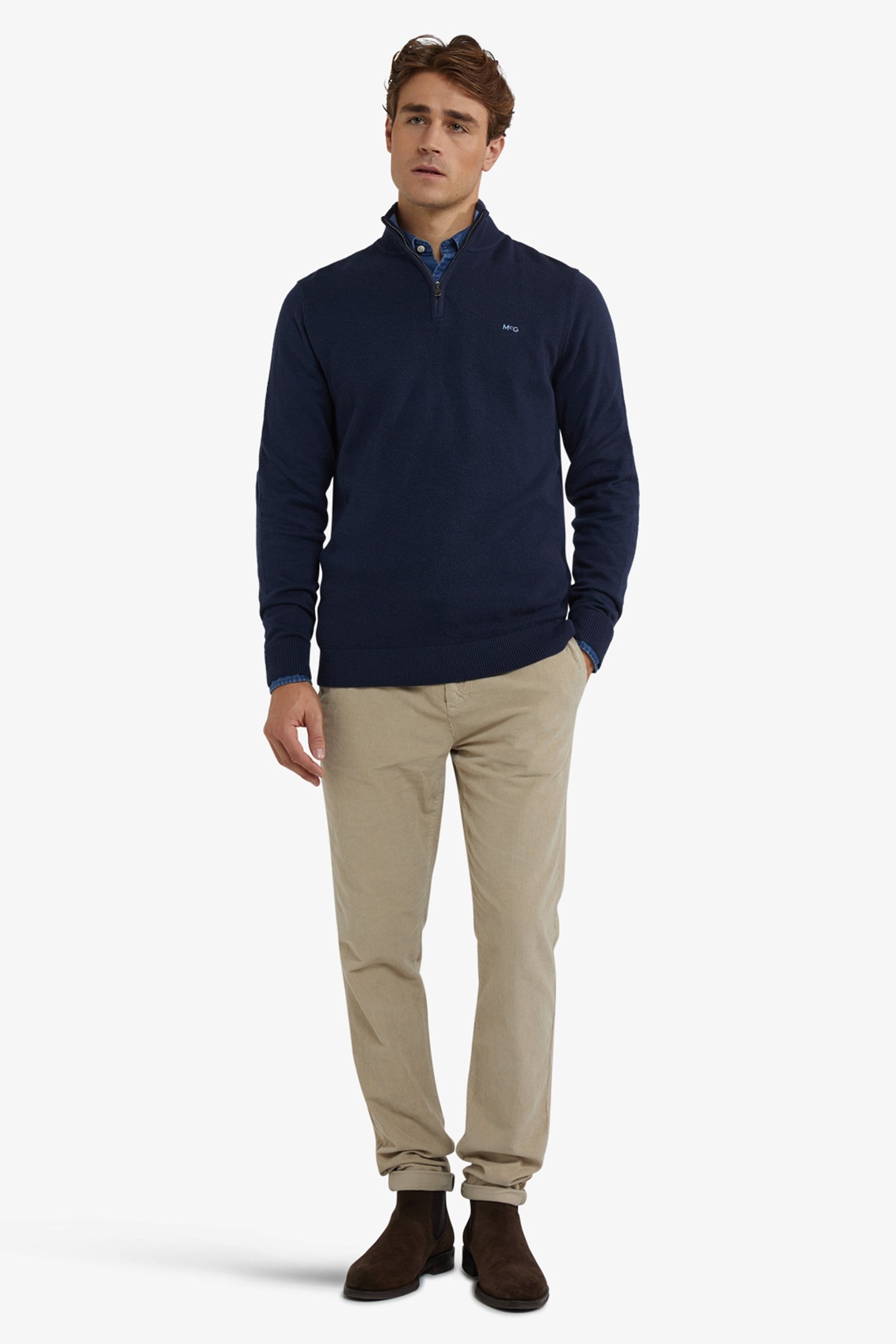 ZIP MOCK SWEATER NAVY 2