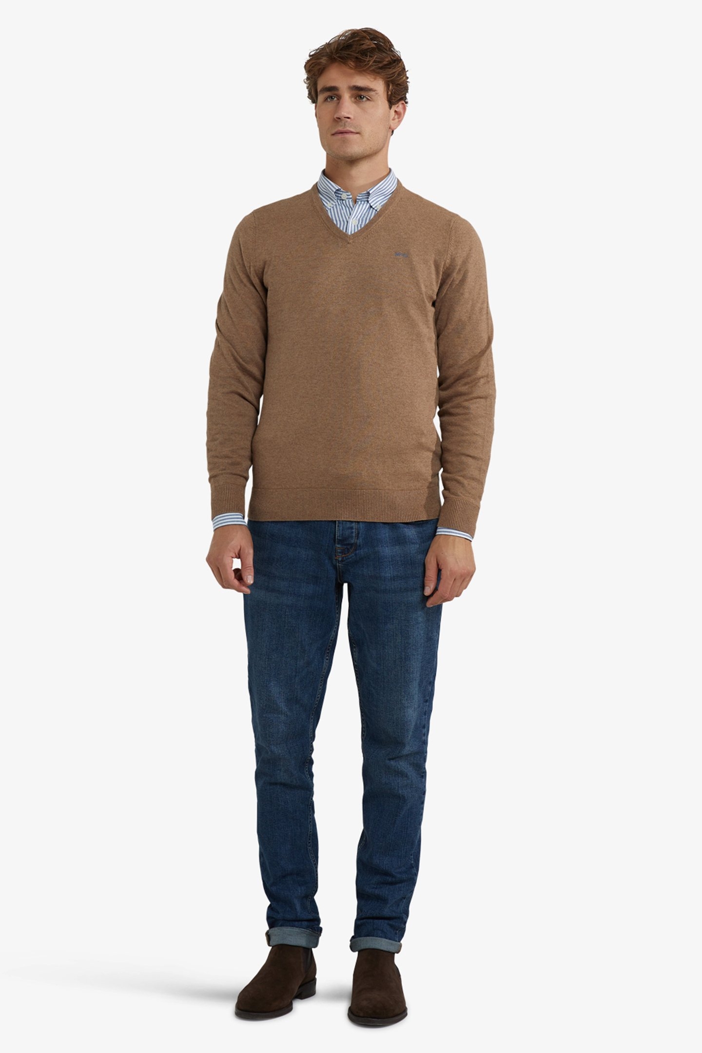 V-NECK SWEATER WALNUT 2