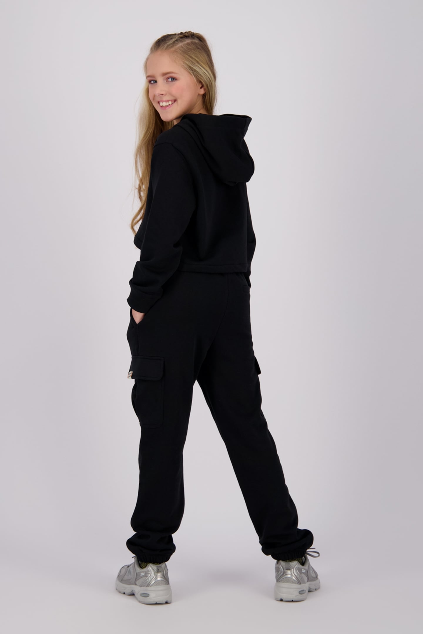 GIRLS G-BASIC-SWEAT-HOODY CROP HOODY DEEP BLACK 2