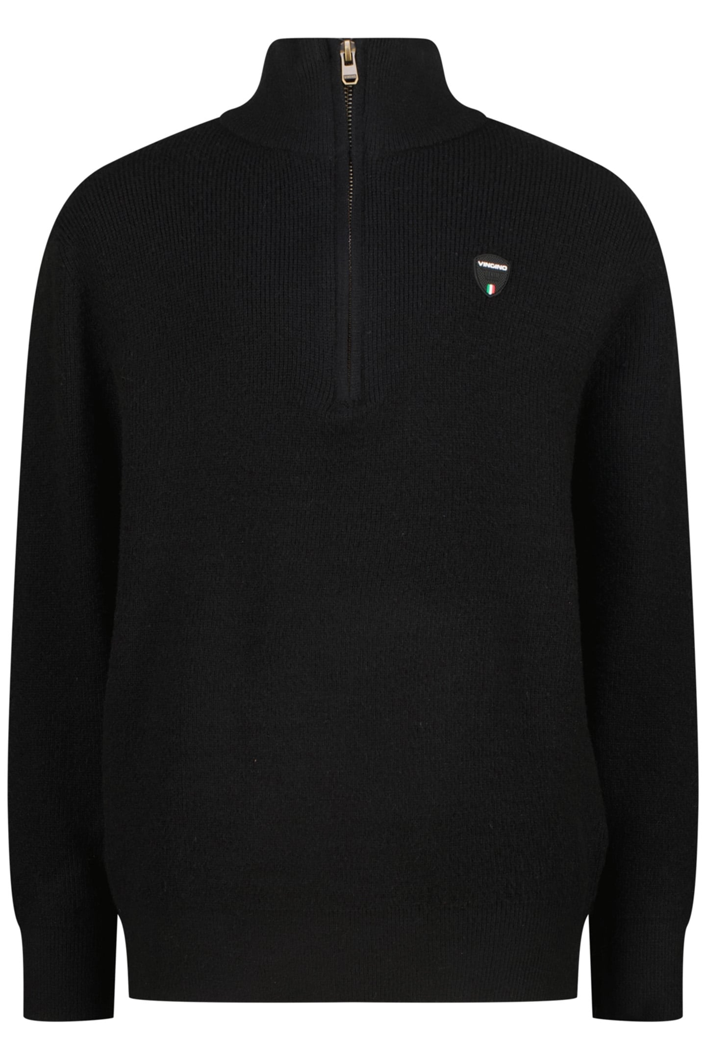BOYS KNIT-HALF-ZIP FLAT KNIT DEEP BLACK 1