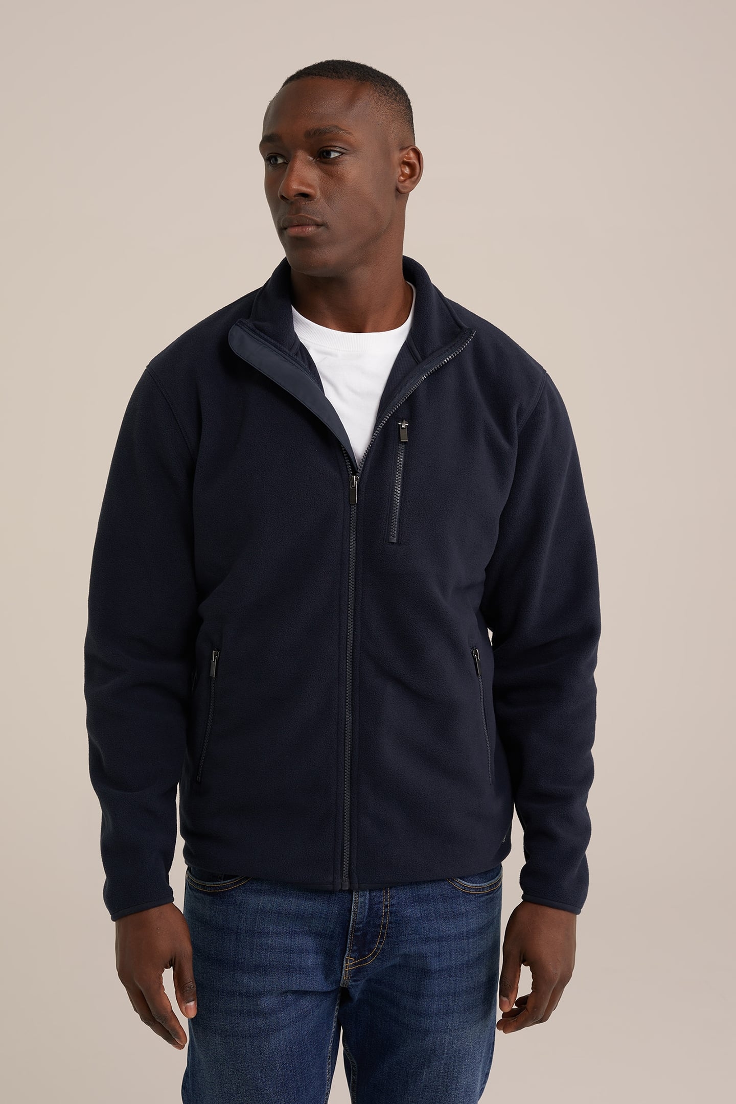 CARDIGAN WITH ZIPPER DARK BLUE 1