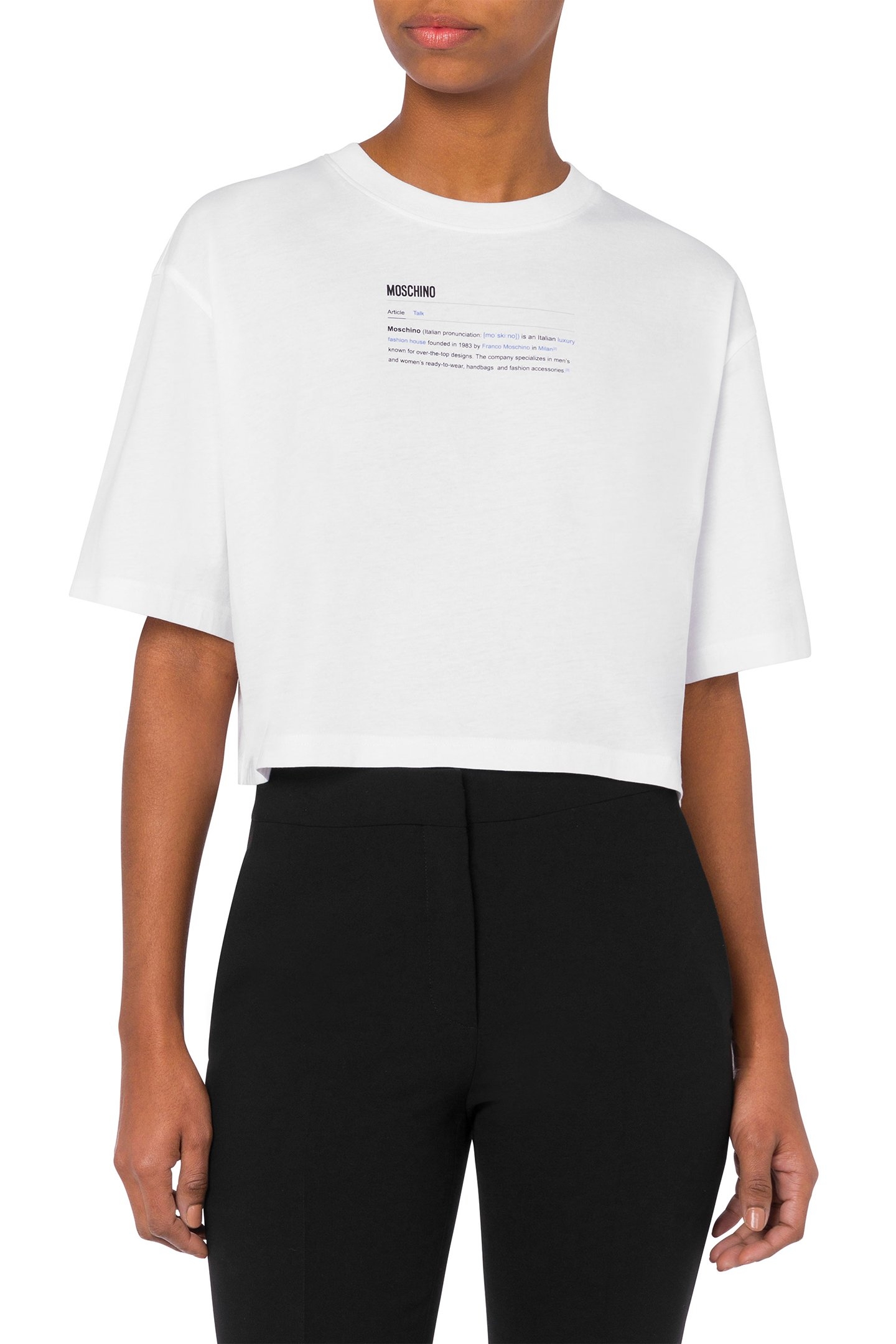 CROPPED T-SHIRT WITH PRINT WHITE 1