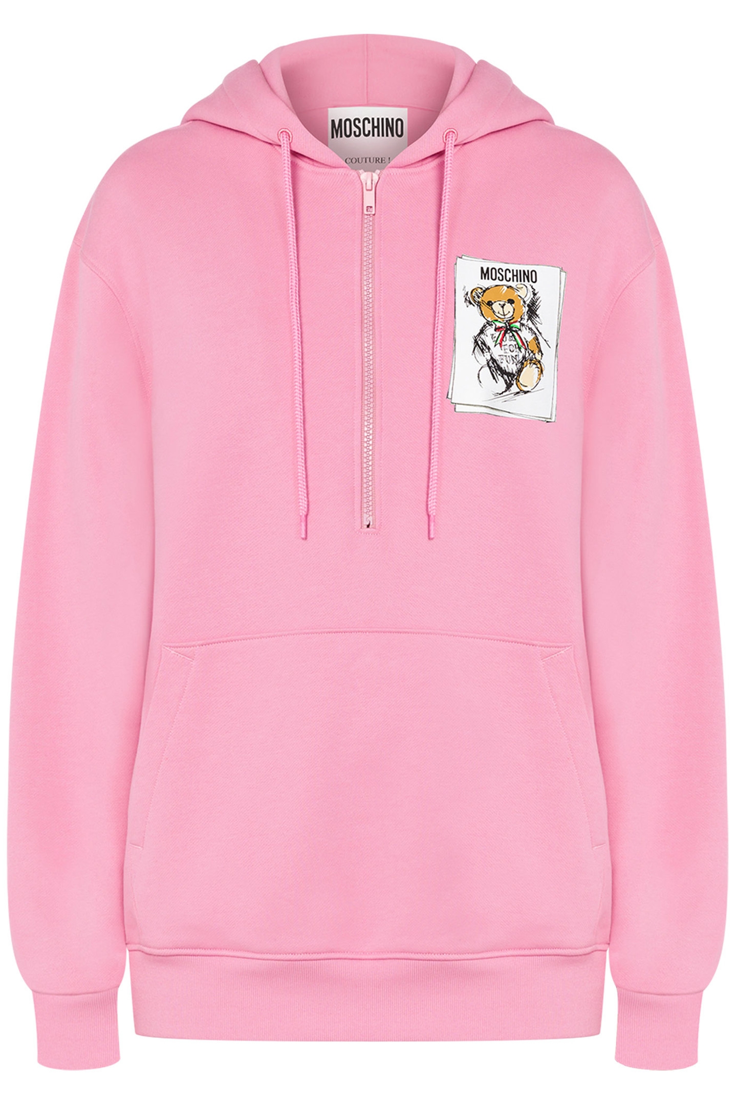DRAWN TEDDY BEAR ZIP-UP HOODIE PINK 3
