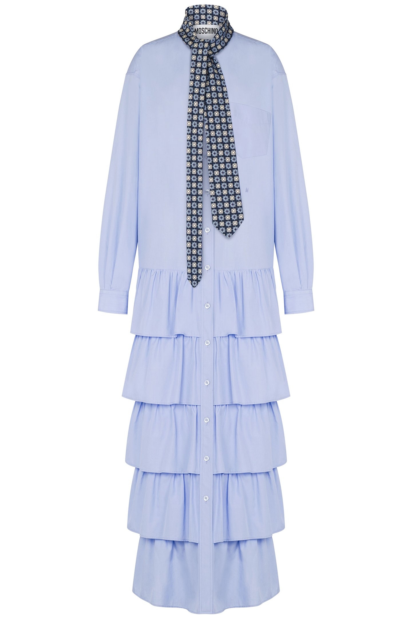 COTTON POPLIN DRESS TIE BLUE 3