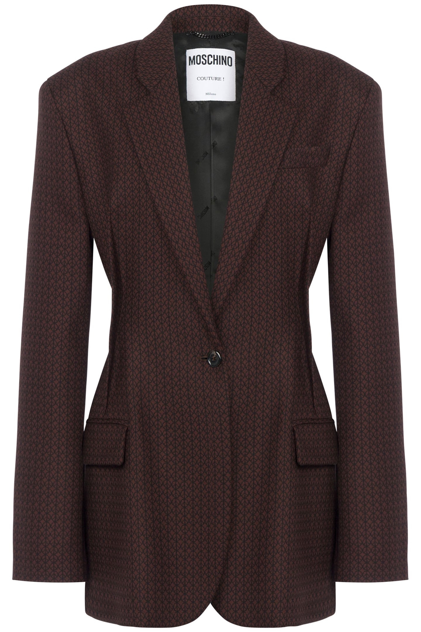 PEACE JACQUARD WOOL JACKET BROWN 3
