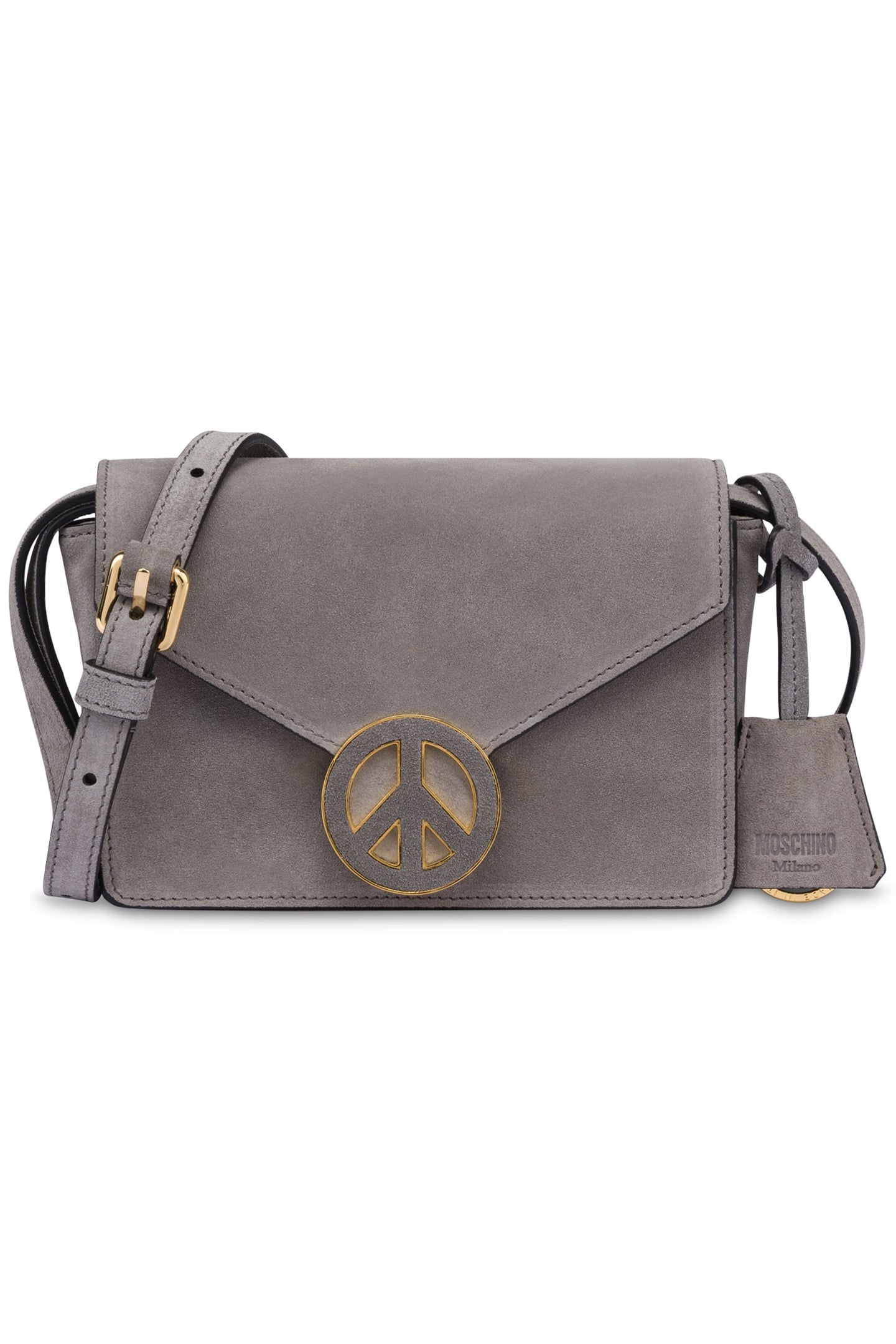 SMALL SPLIT LEATHER BAG PEACE & SOFT GREY 1