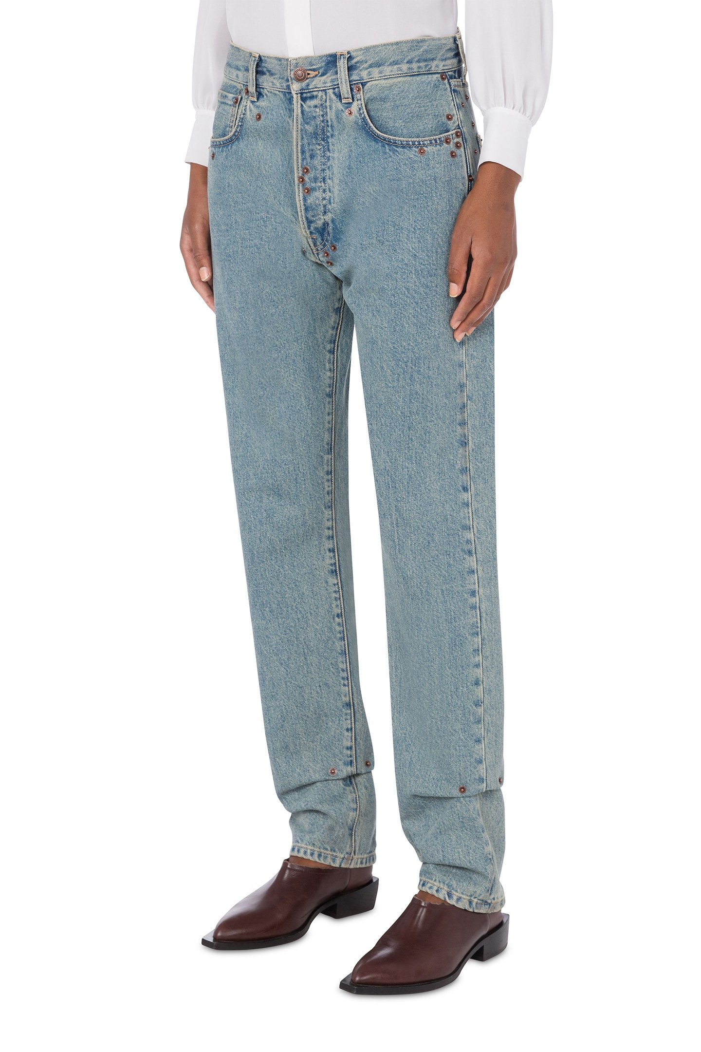 BLUE COTTON DENIM TROUSERS BLUE 1