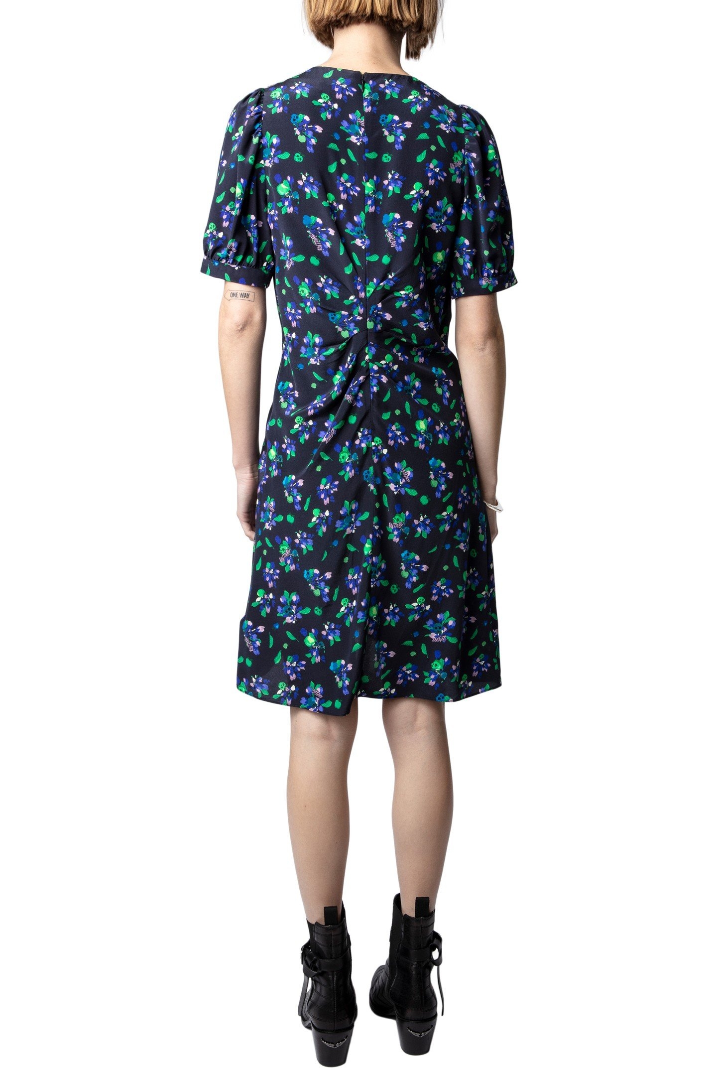 RIXE BIANCA FLOWER DRESS NOIR 2