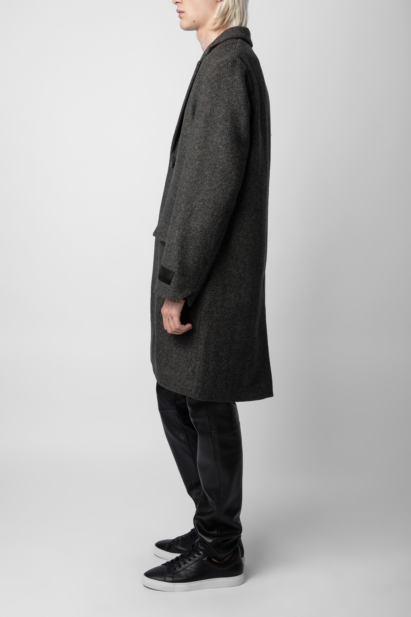 UNISEX MARK WOOL CHEVRON COAT ANTHRACITE 6