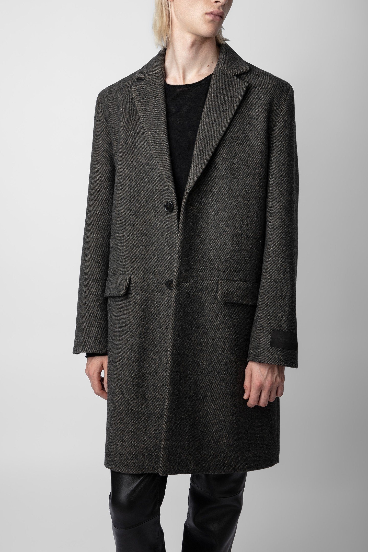 UNISEX MARK WOOL CHEVRON COAT ANTHRACITE 5