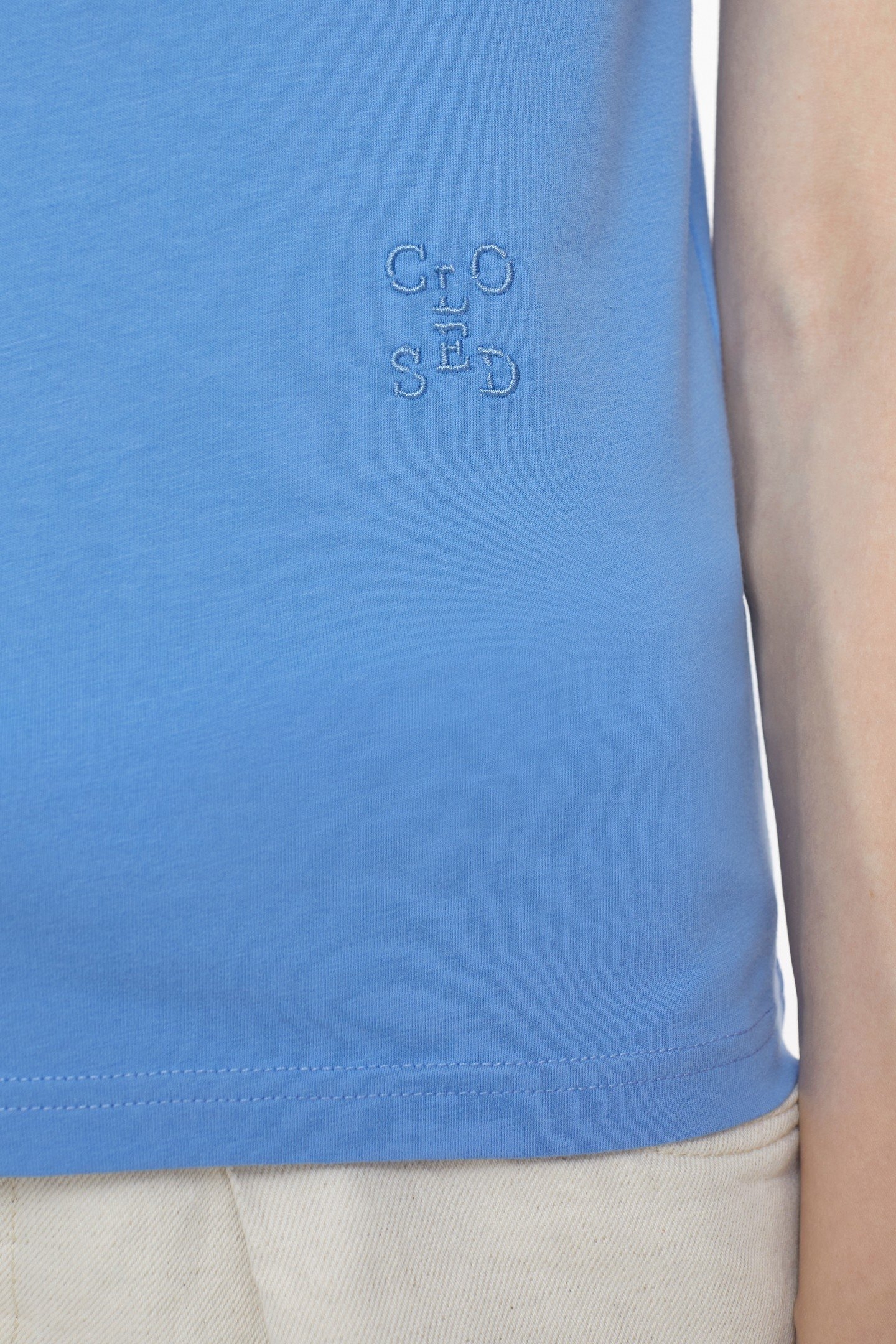 CREW NECK SHORT SLEEVE T-SHIRTS CHAMBRAY BLUE 2