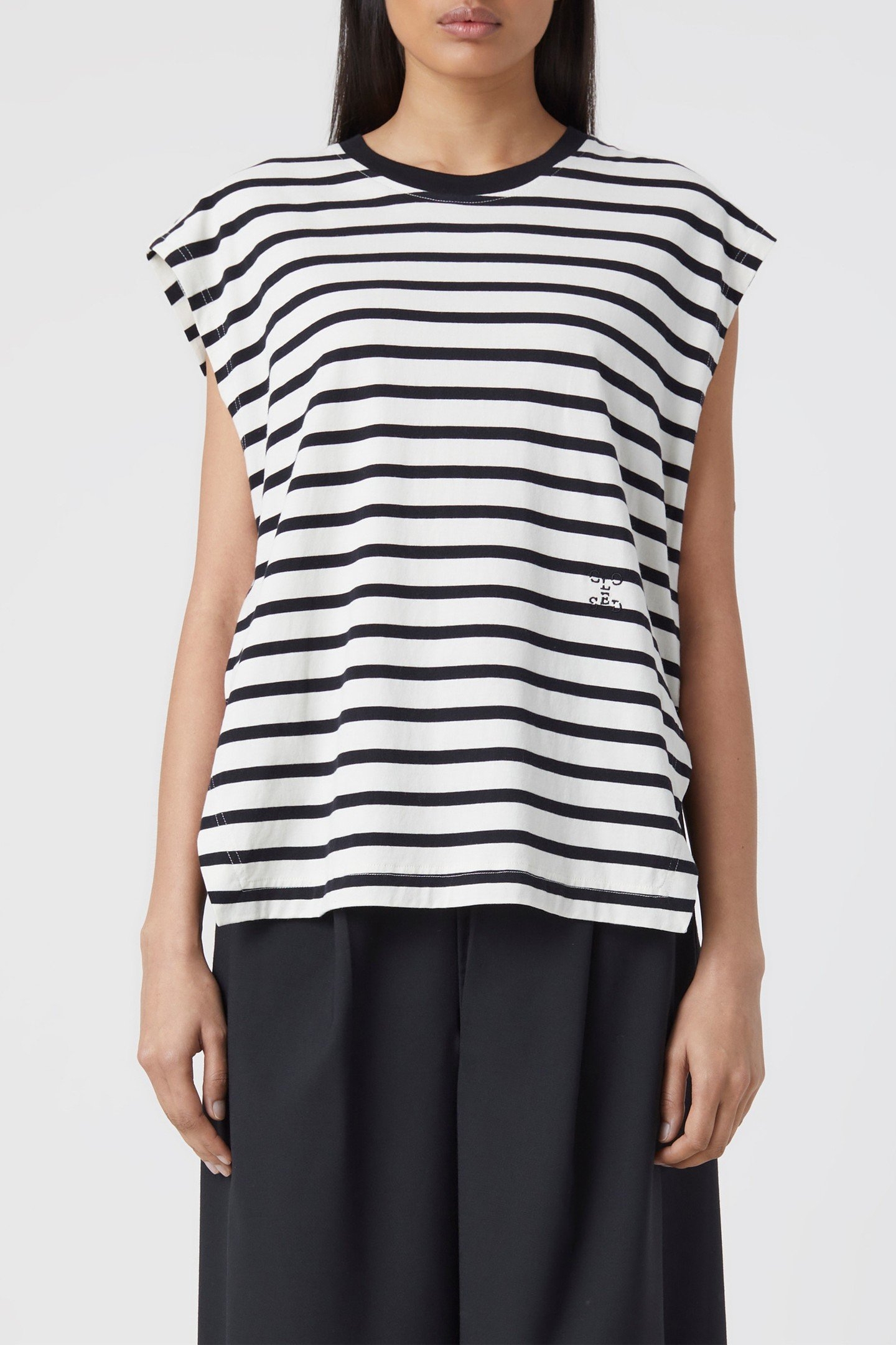 CREW NECK CAP SLEEVE T-SHIRTS BLACK 2