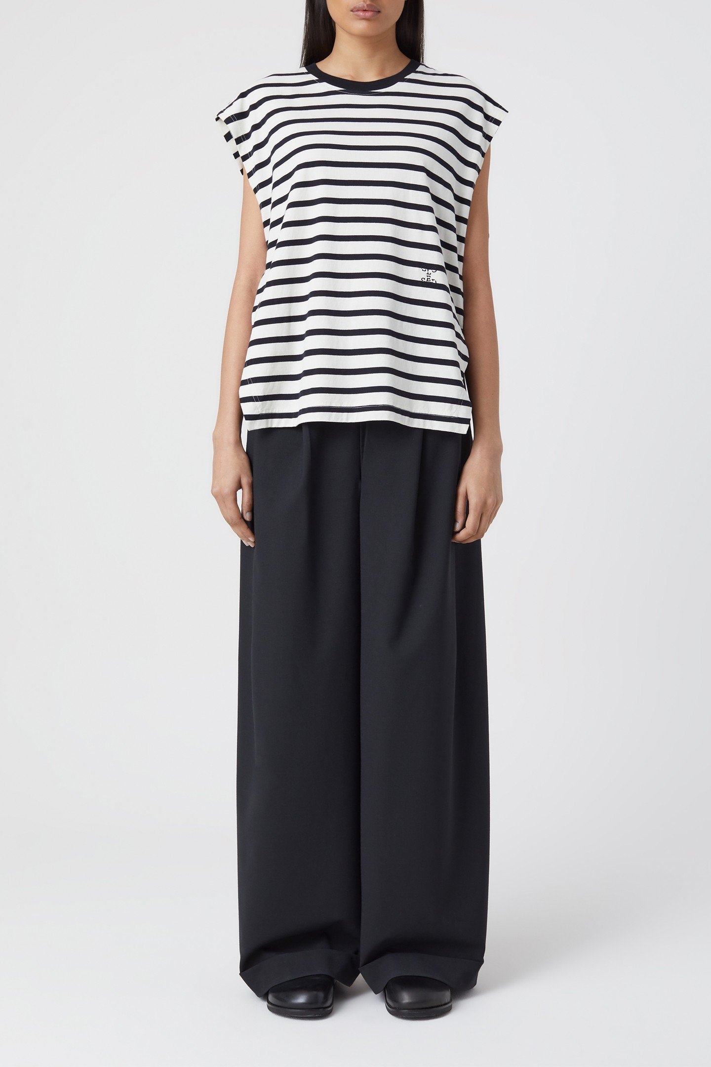 CREW NECK CAP SLEEVE T-SHIRTS BLACK 3