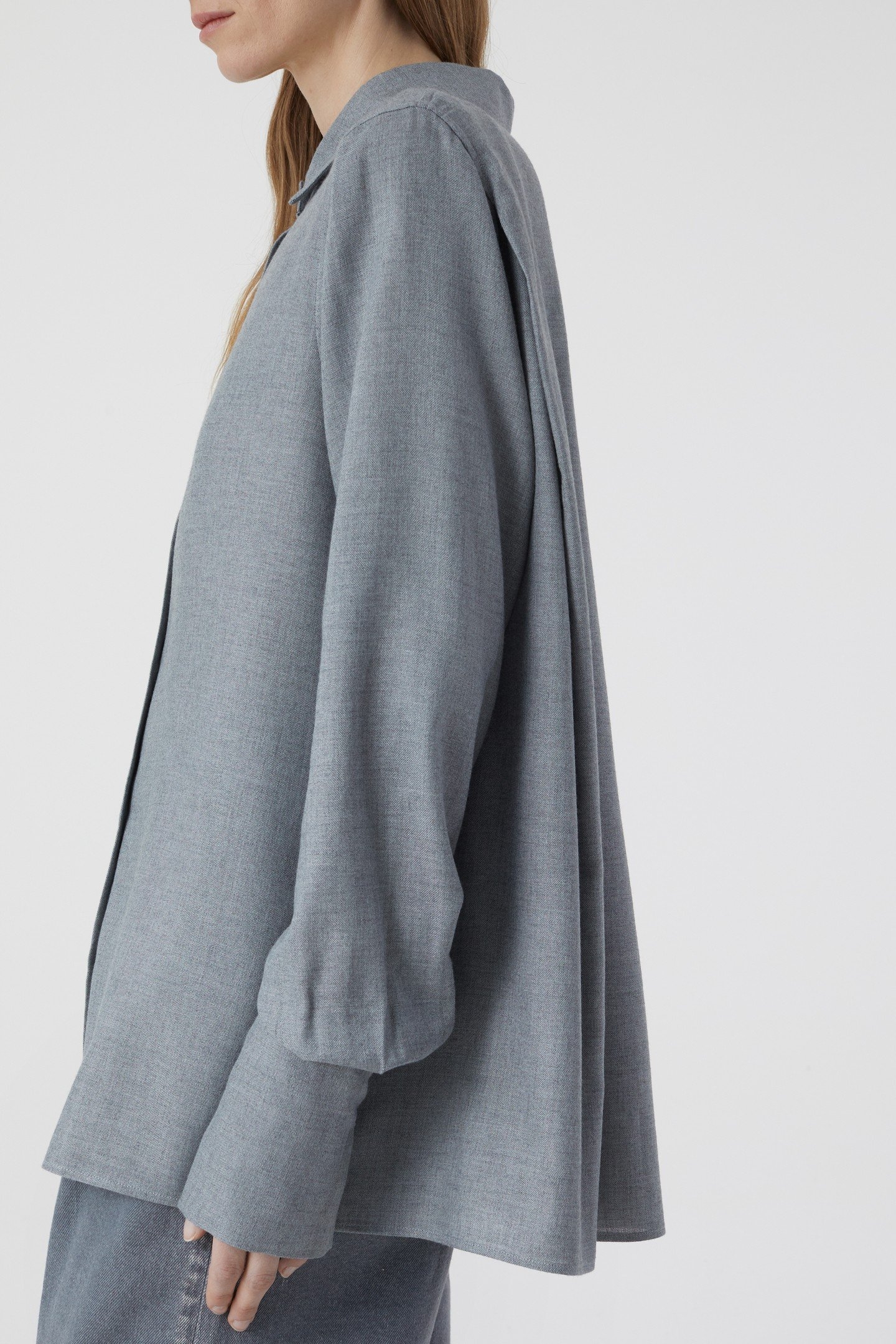 PLEAT BLOUSE SHIRT DARK GREY MELANGE 5