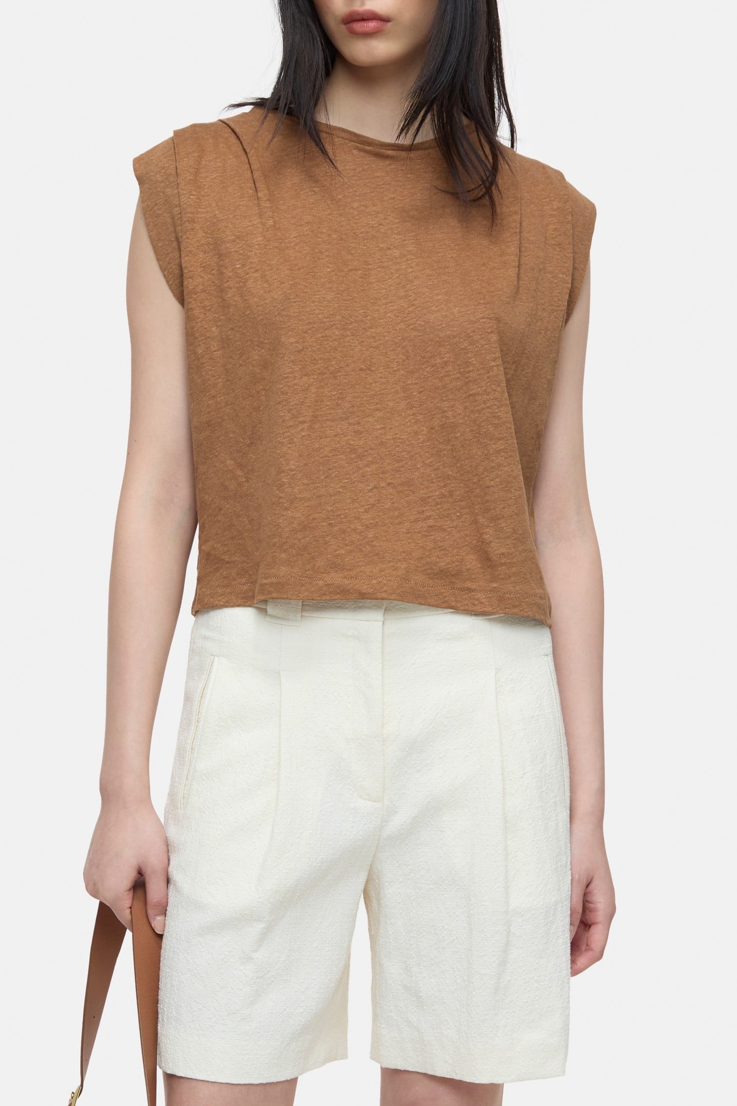 PLEATED SLEEVELESS T-SHIRTS ARABICA ESPRESSO 1