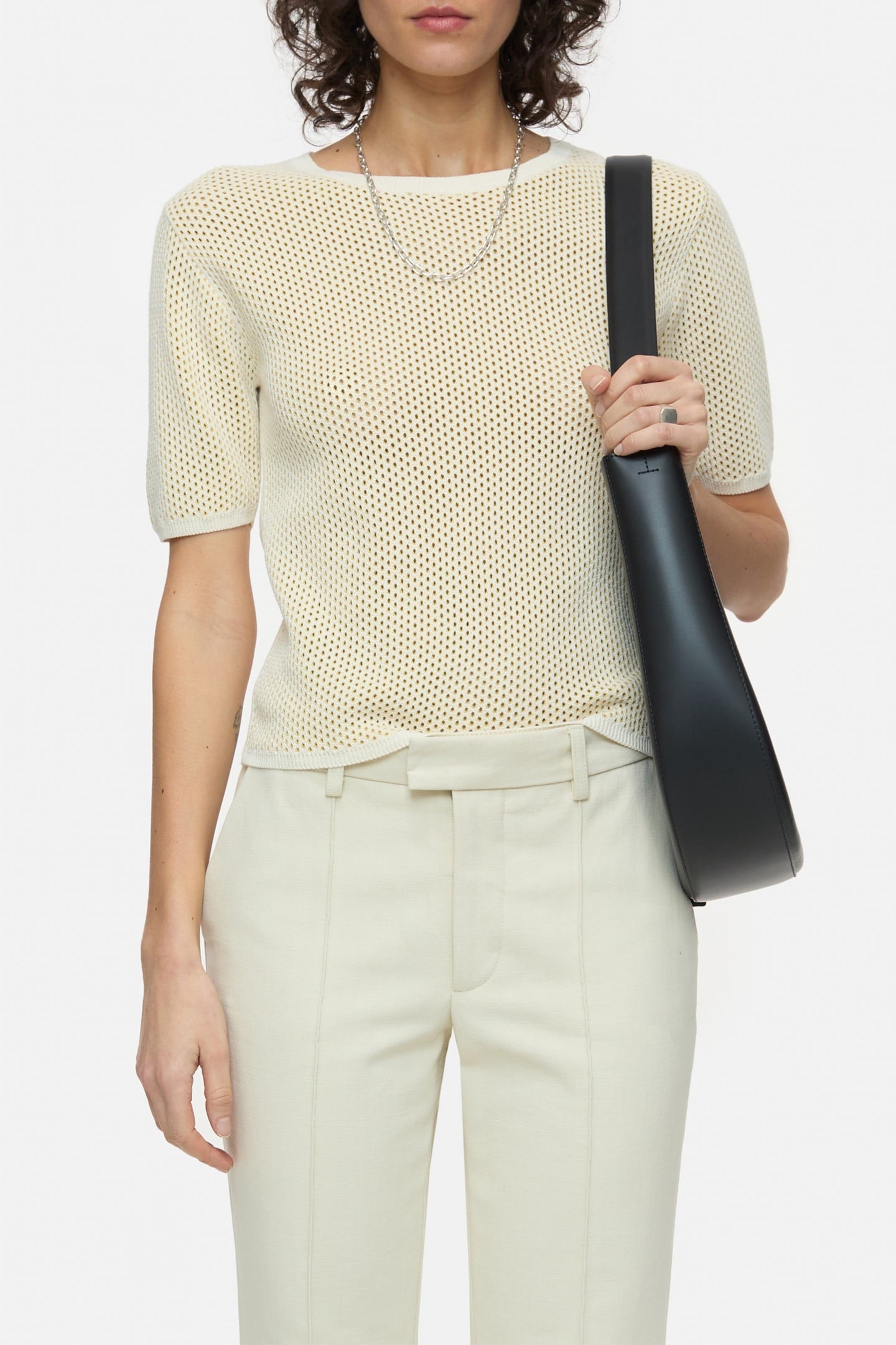 CREW NECK SHORT SLEEVE KNITS IVORY 1