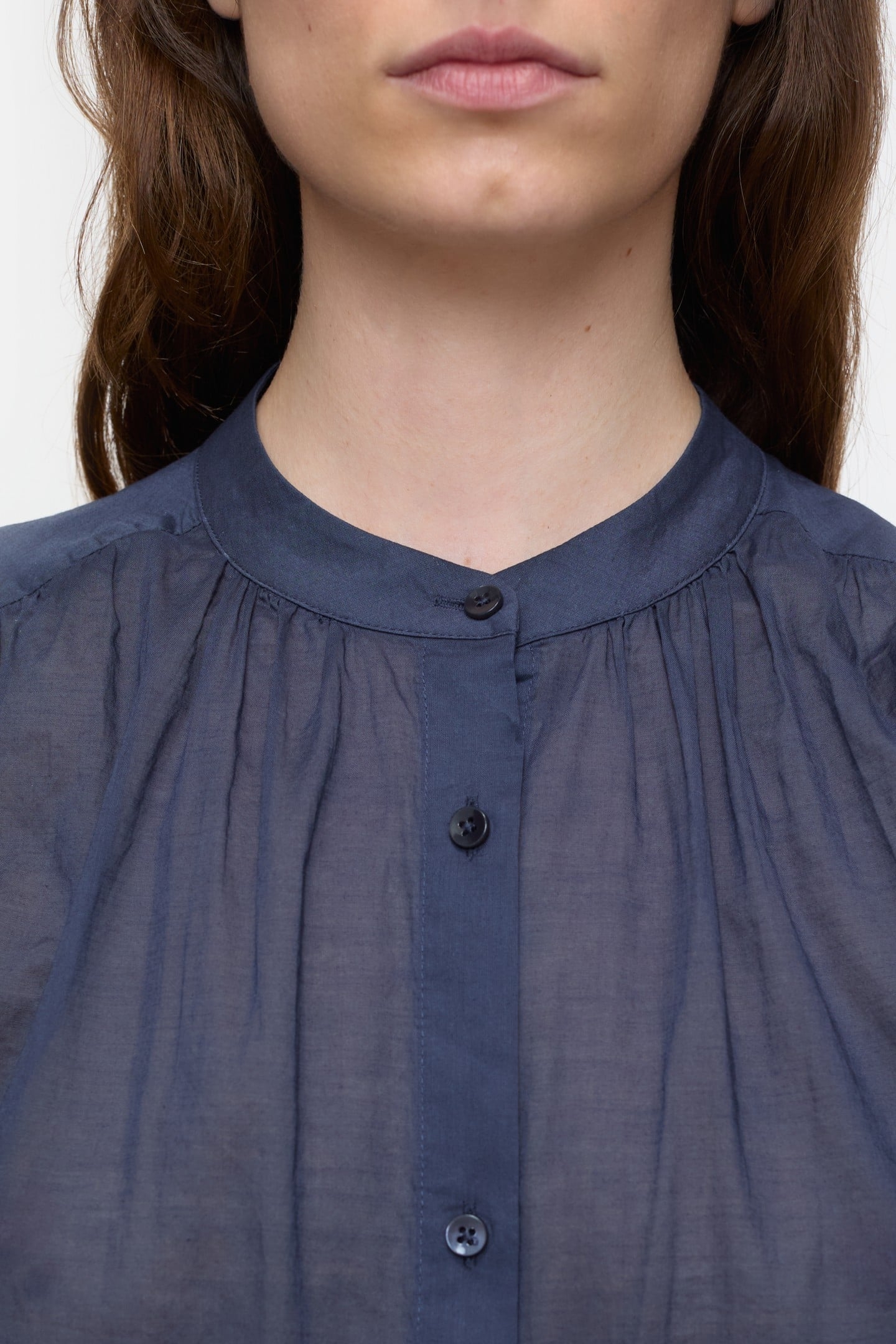 TOP WITH GATHERING SHIRTS & BLOUSES SPACE BLUE 4