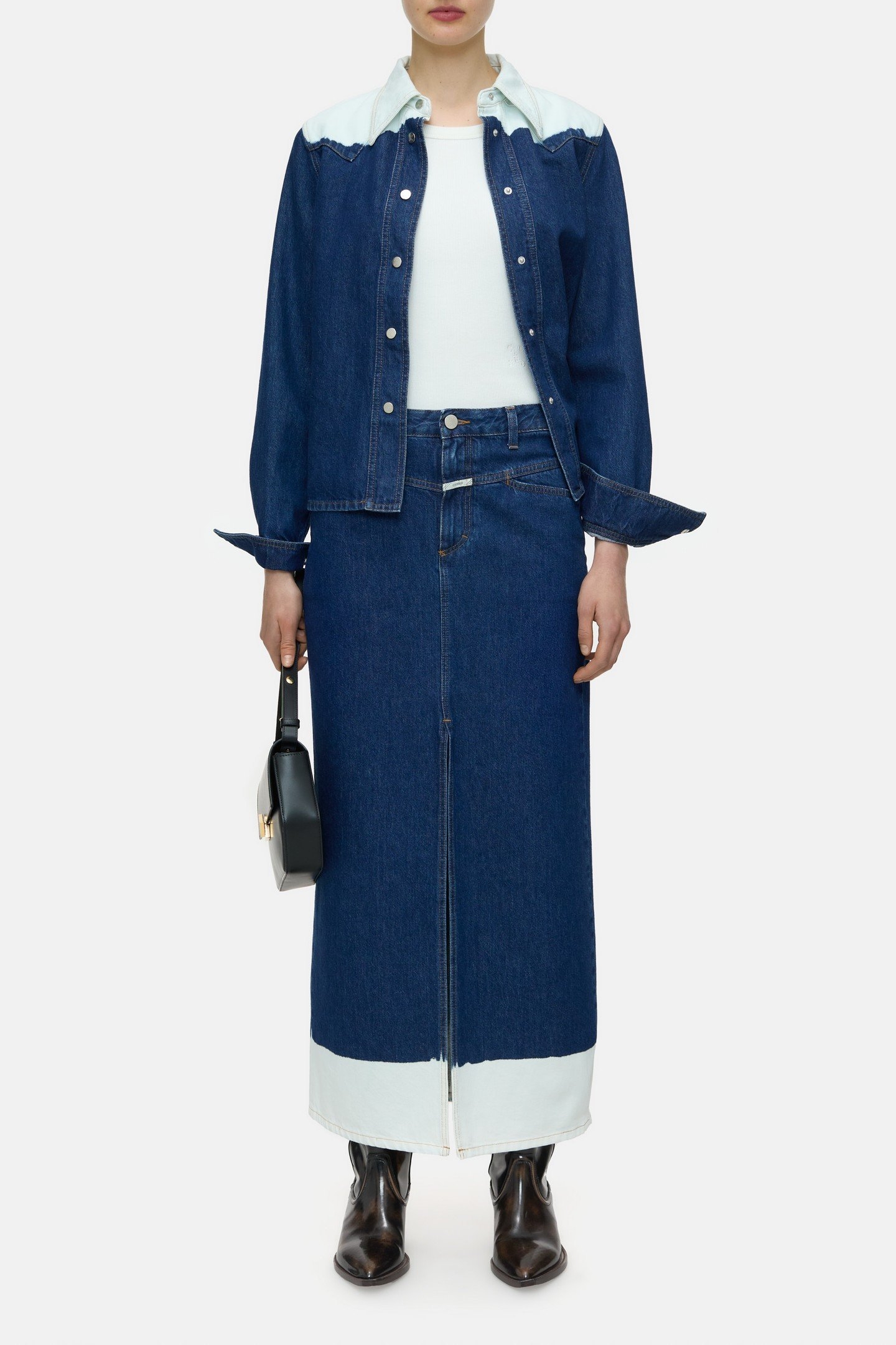 LONG X-POCKET SKIRT MID BLUE 3