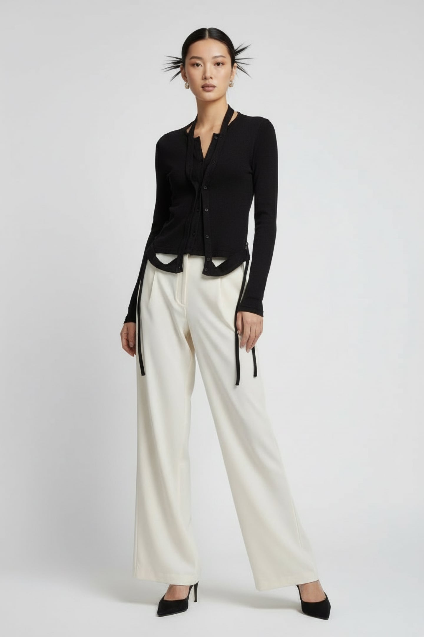 OTTOLINGER – DOUBLE CLOSURE KNIT CARDIGAN BLACK 2