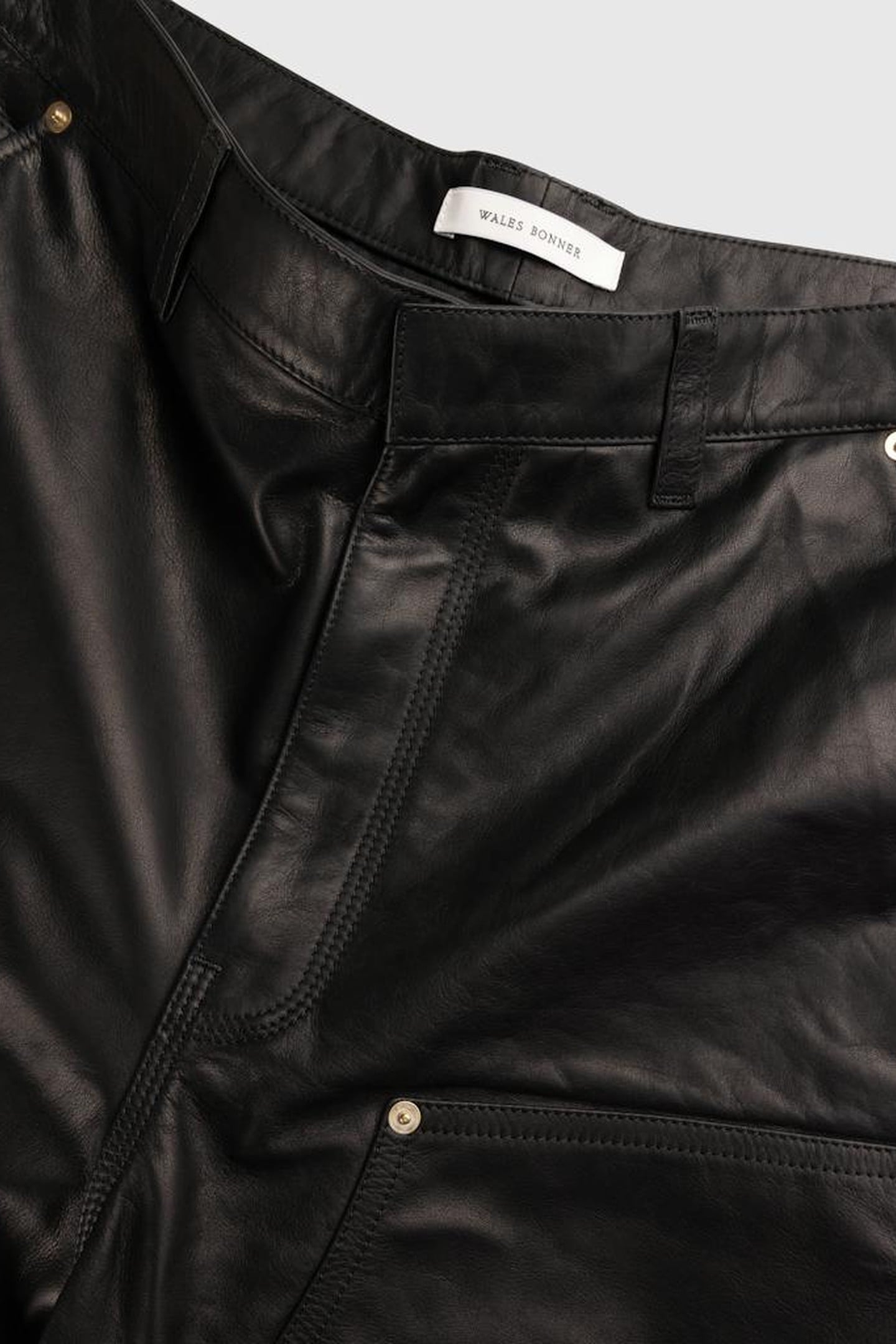 WALES BONNER – LEATHER RIDER IVY SHORTS BLACK 4
