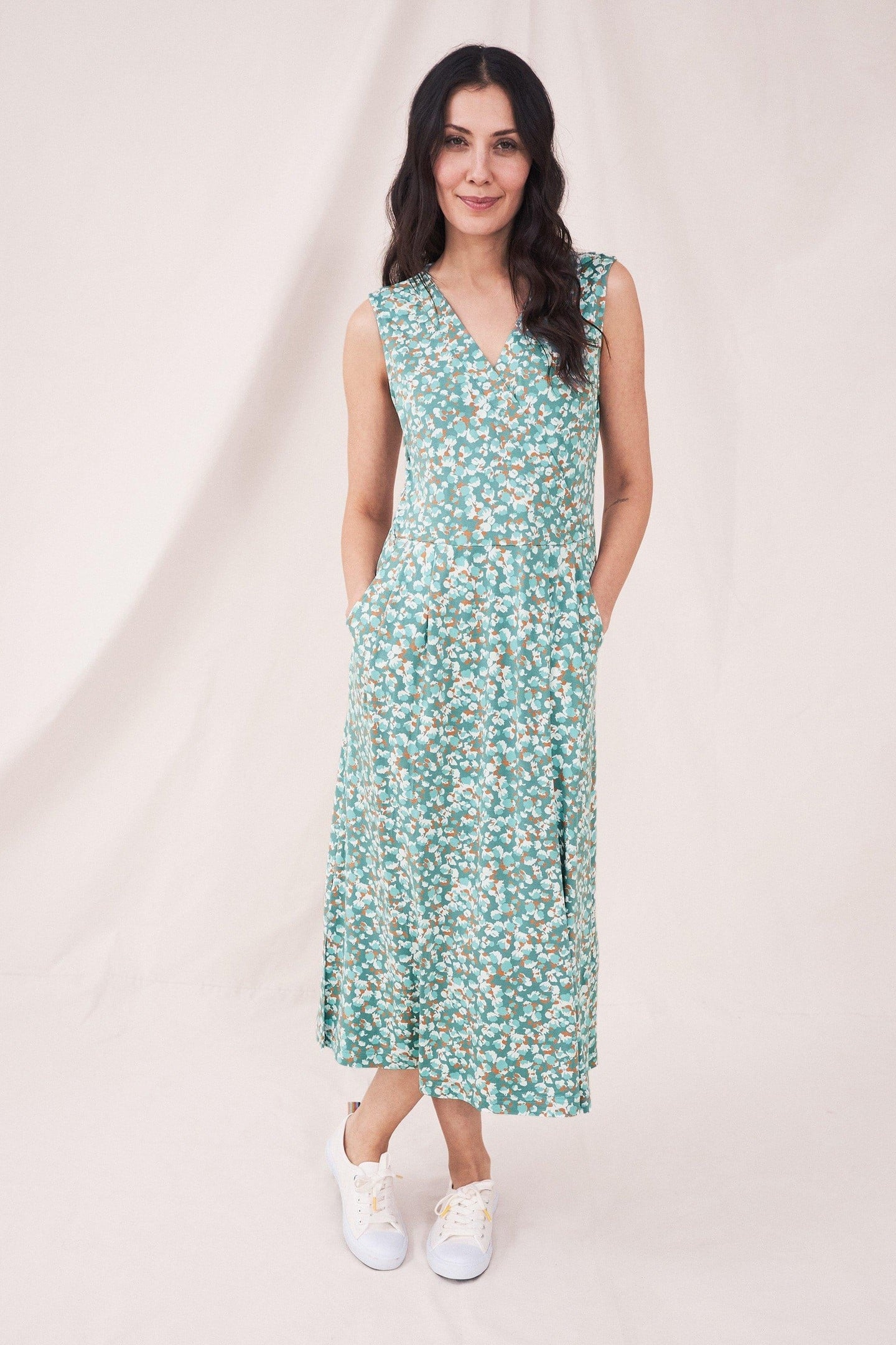 BRIDGET ECO VERO JERSEY DRESS TEAL MULTI 1